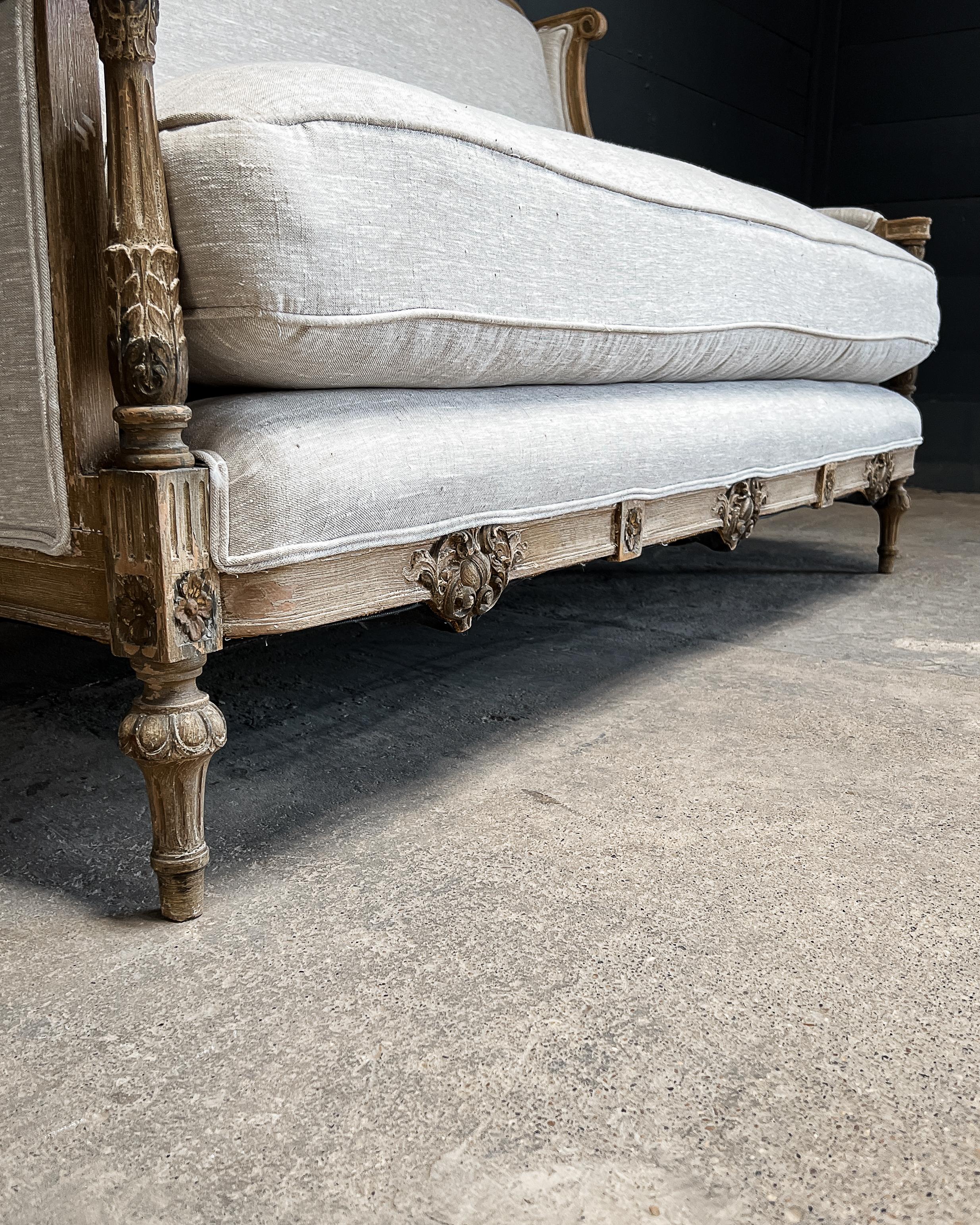 19th c. French Louis XVI Style Bergere Sofa 3