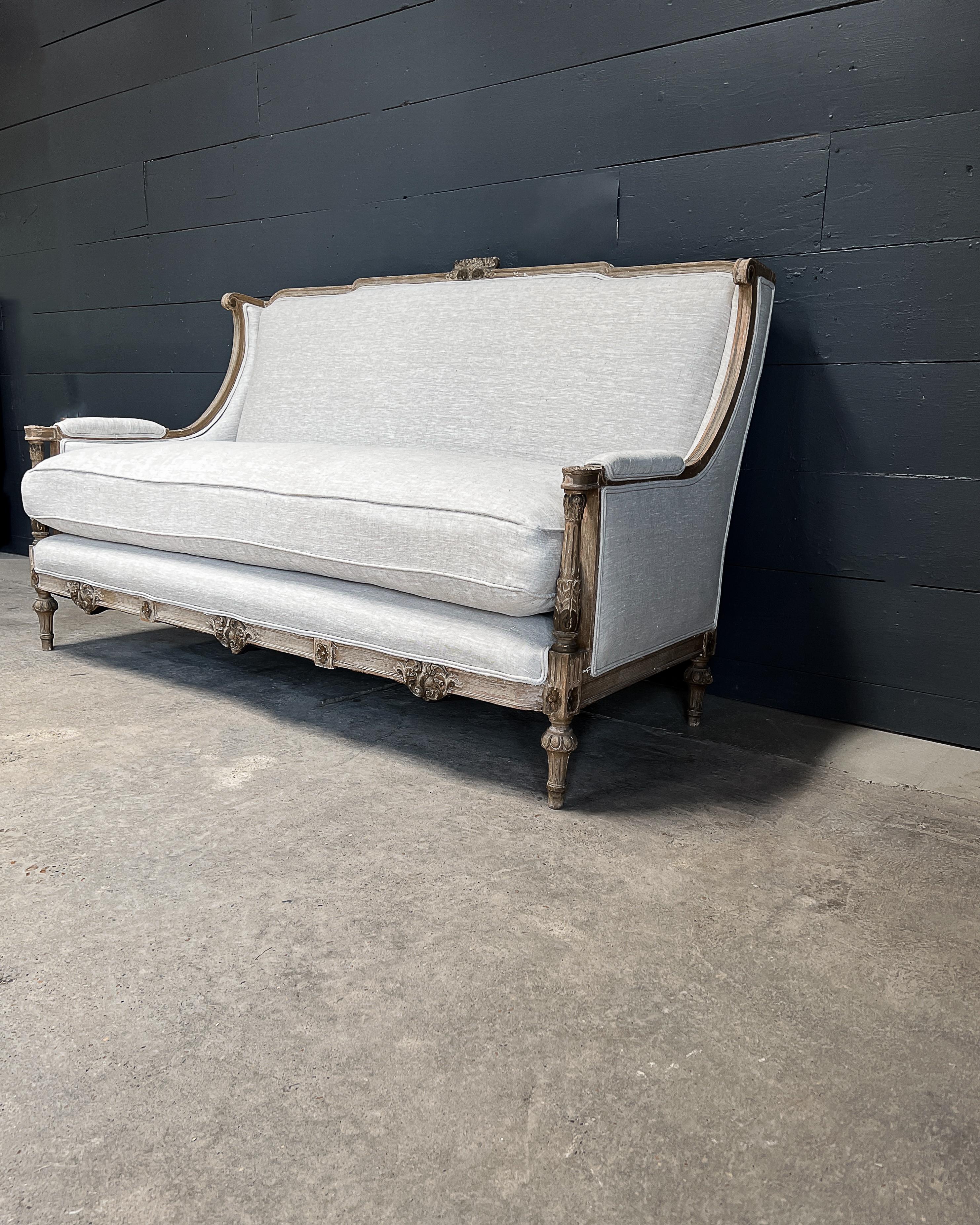 19th c. French Louis XVI Style Bergere Sofa 4