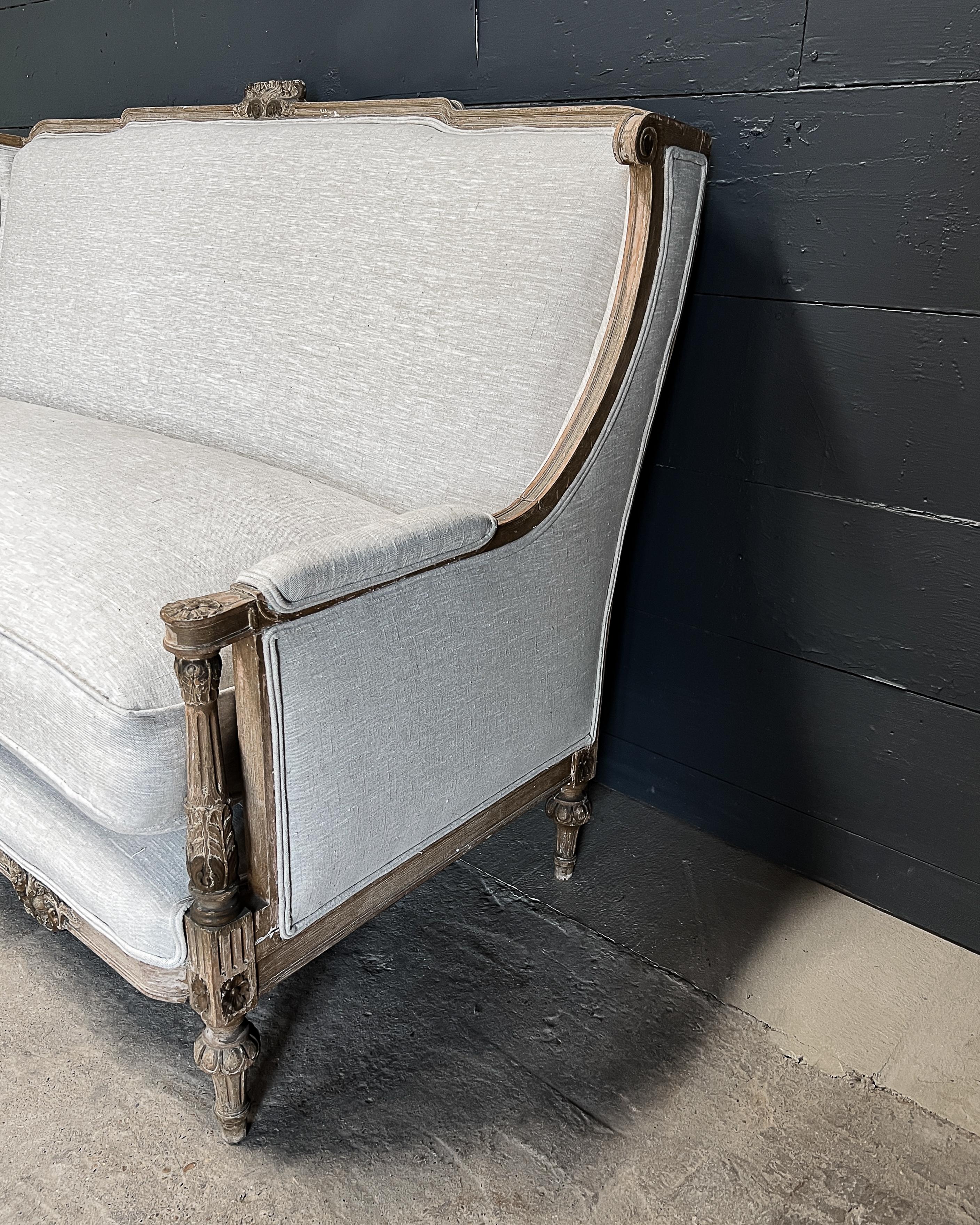 19th c. French Louis XVI Style Bergere Sofa 5