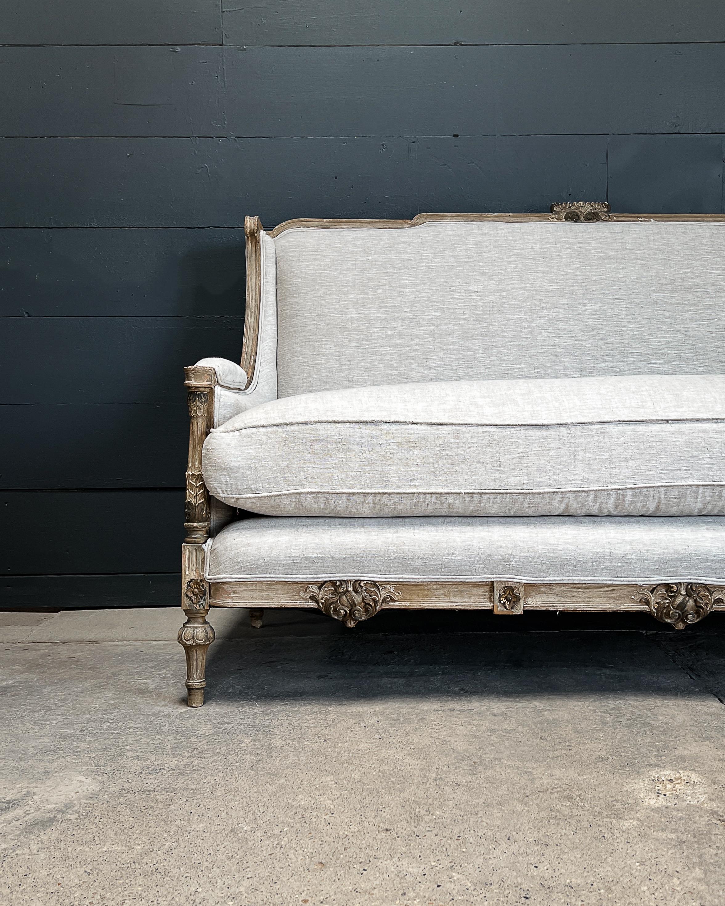 19th c. French Louis XVI Style Bergere Sofa 2