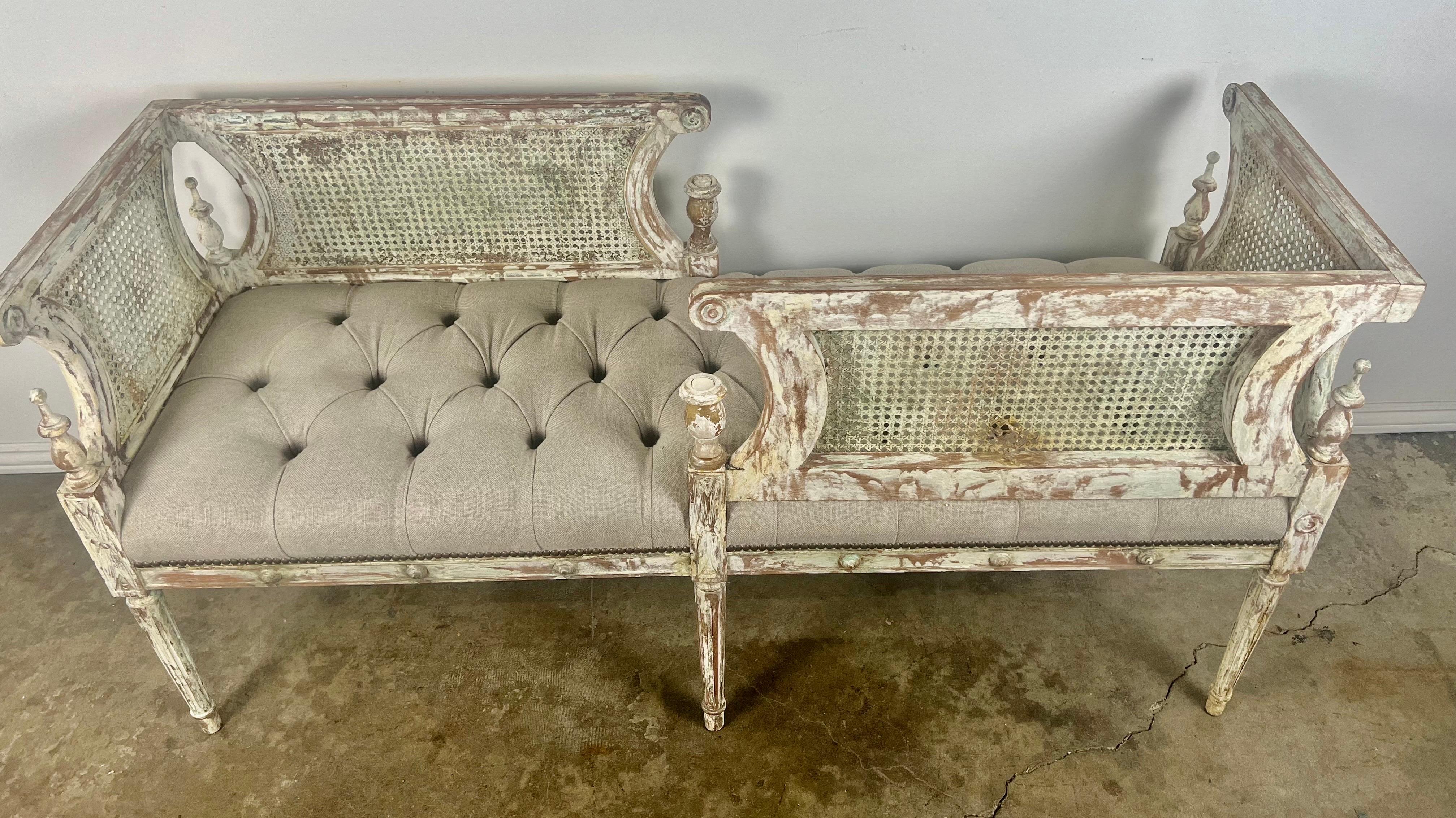 19th C. French Louis XVI Style Double Seat Bench 1