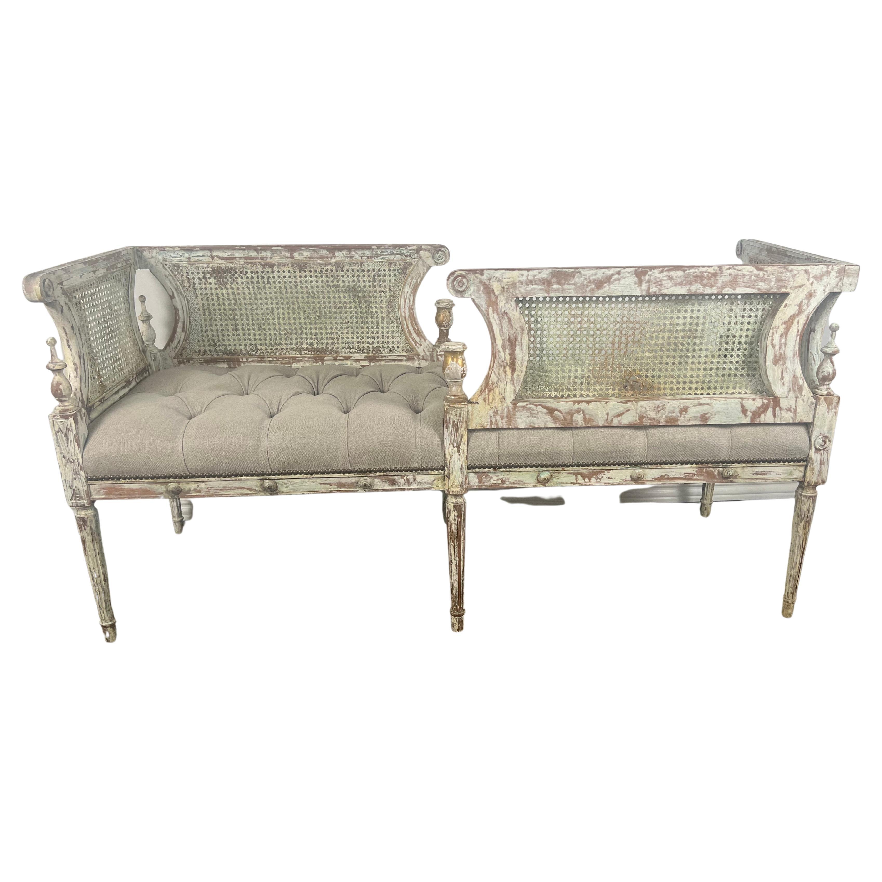 19th C. French Louis XVI Style Double Seat Bench