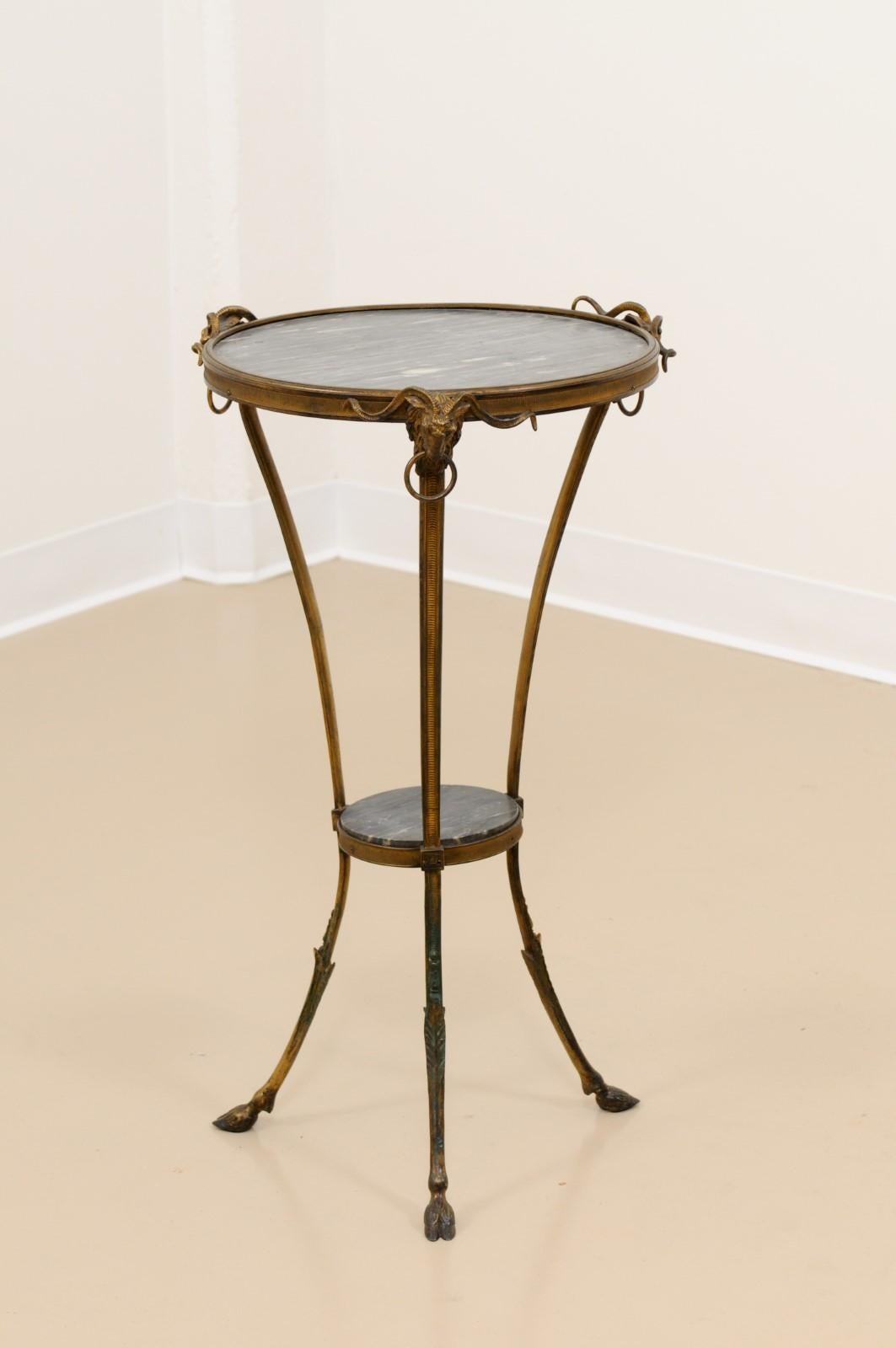 19th C. French Louis XVI Style Gilt Bronze & Grey Marble Gueridon  For Sale 2