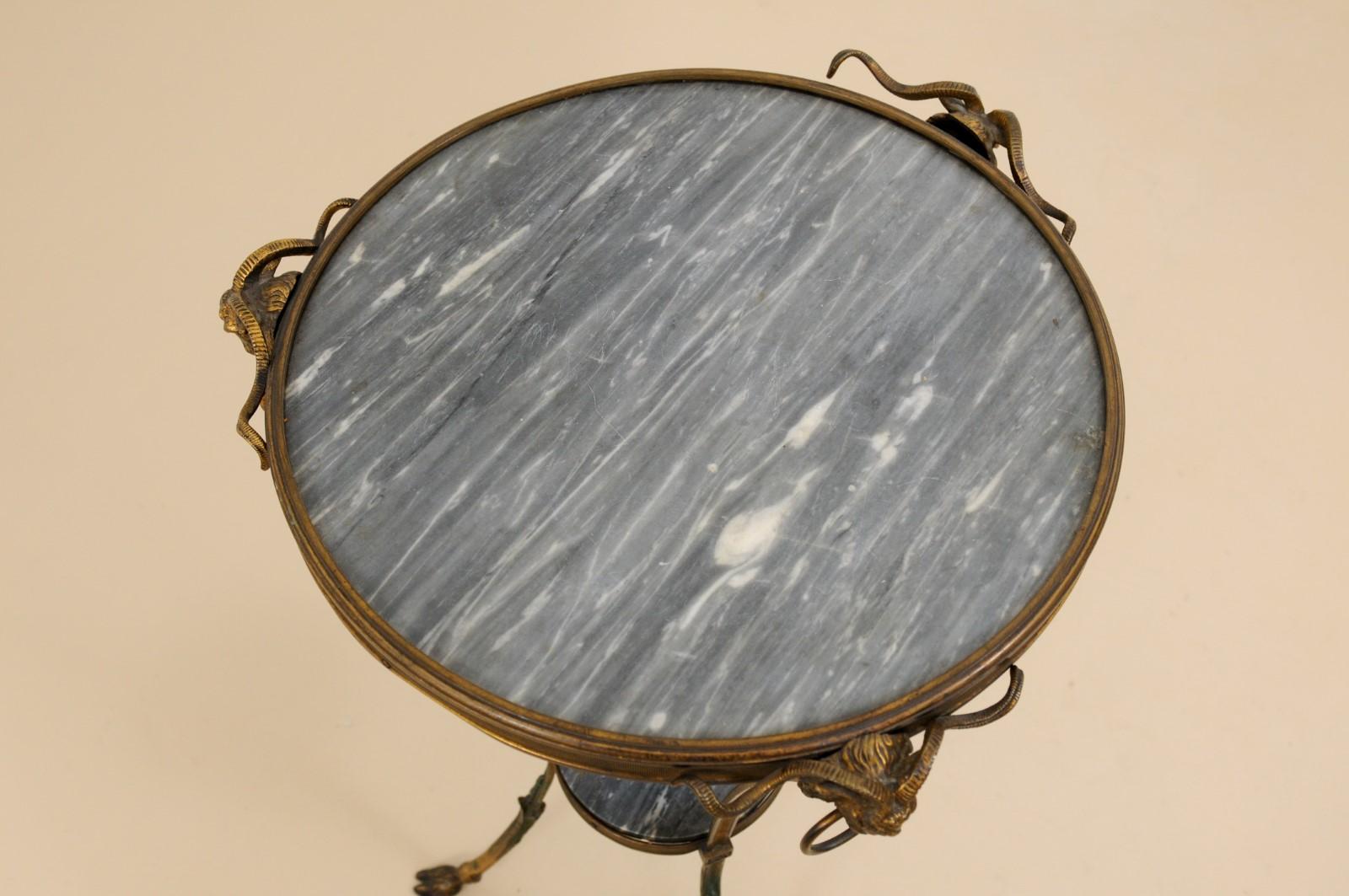 19th C. French Louis XVI Style Gilt Bronze & Grey Marble Gueridon  For Sale 5