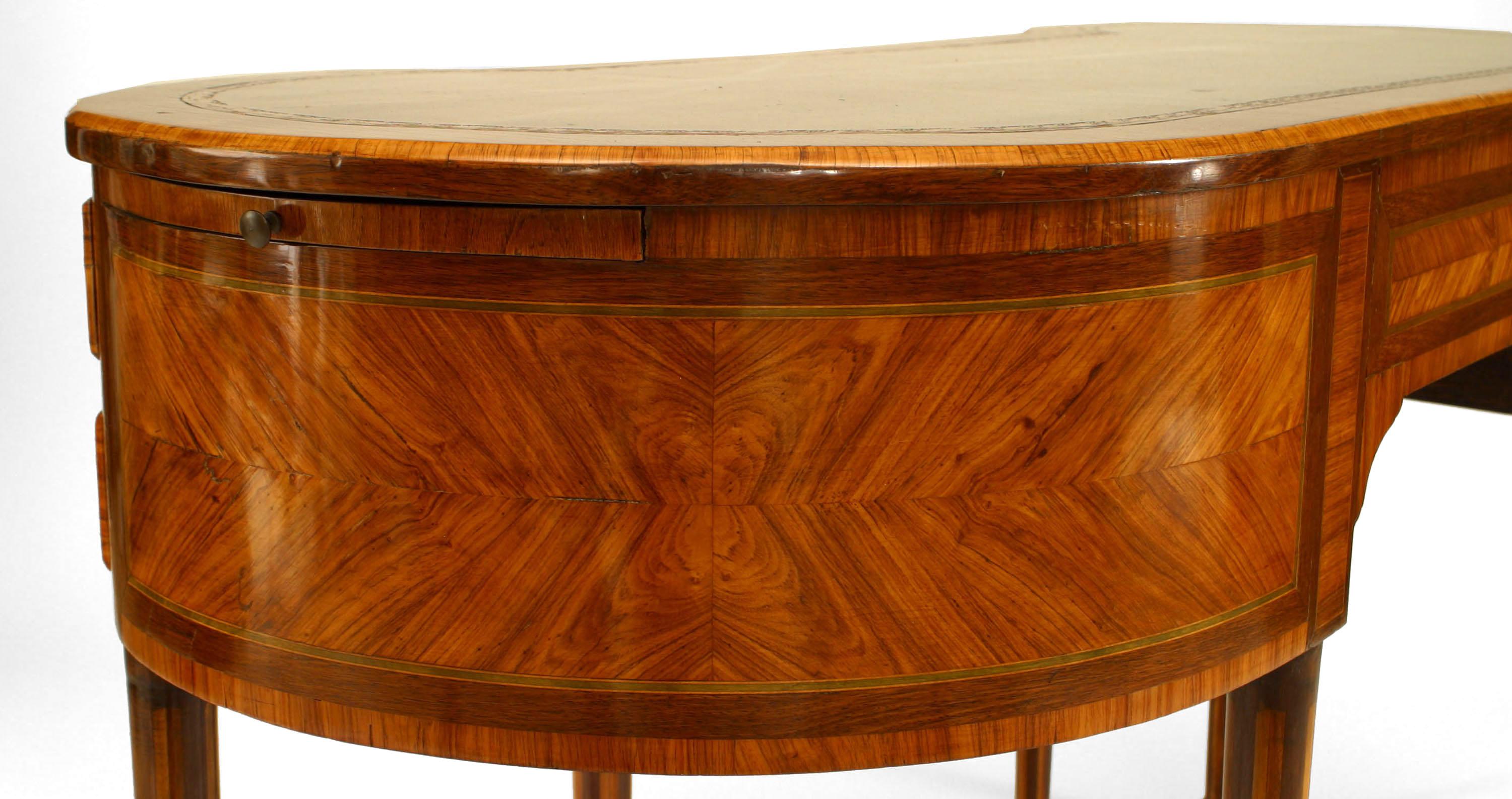 French Louis XVI Style Satinwood and Inlaid Kidney Desk For Sale 2