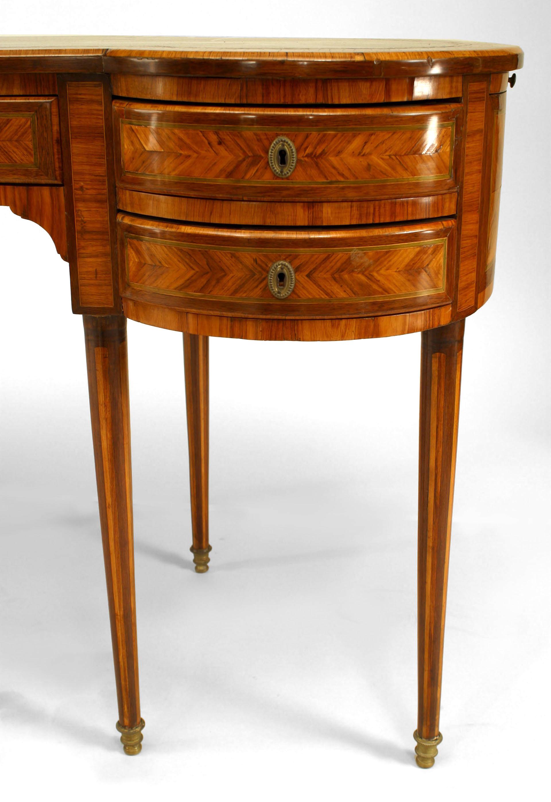 French Louis XVI Style Satinwood and Inlaid Kidney Desk For Sale 5
