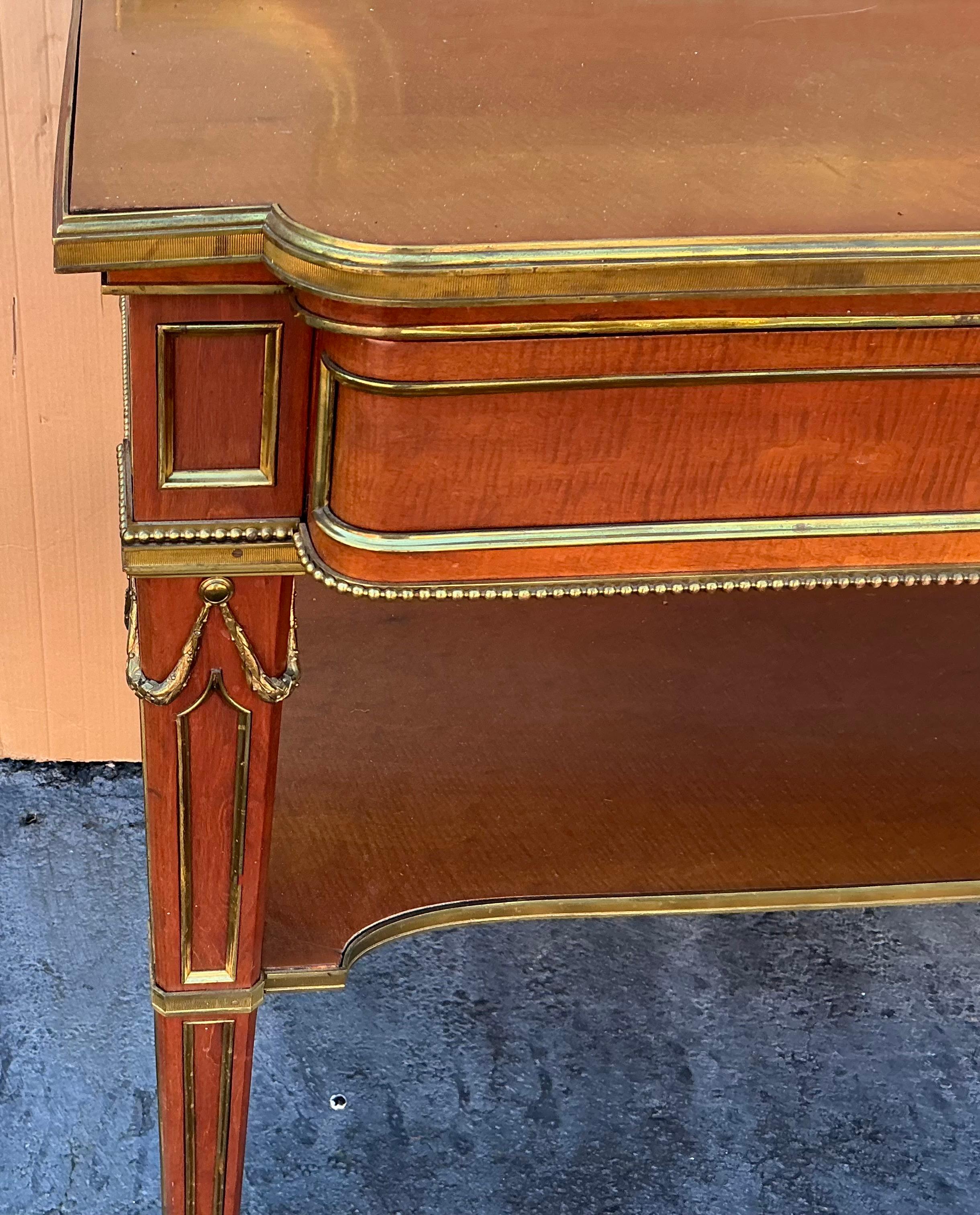 19th-C. French Louis XVI Style Walnut And Gilt Bronze Dining Server Table For Sale 1
