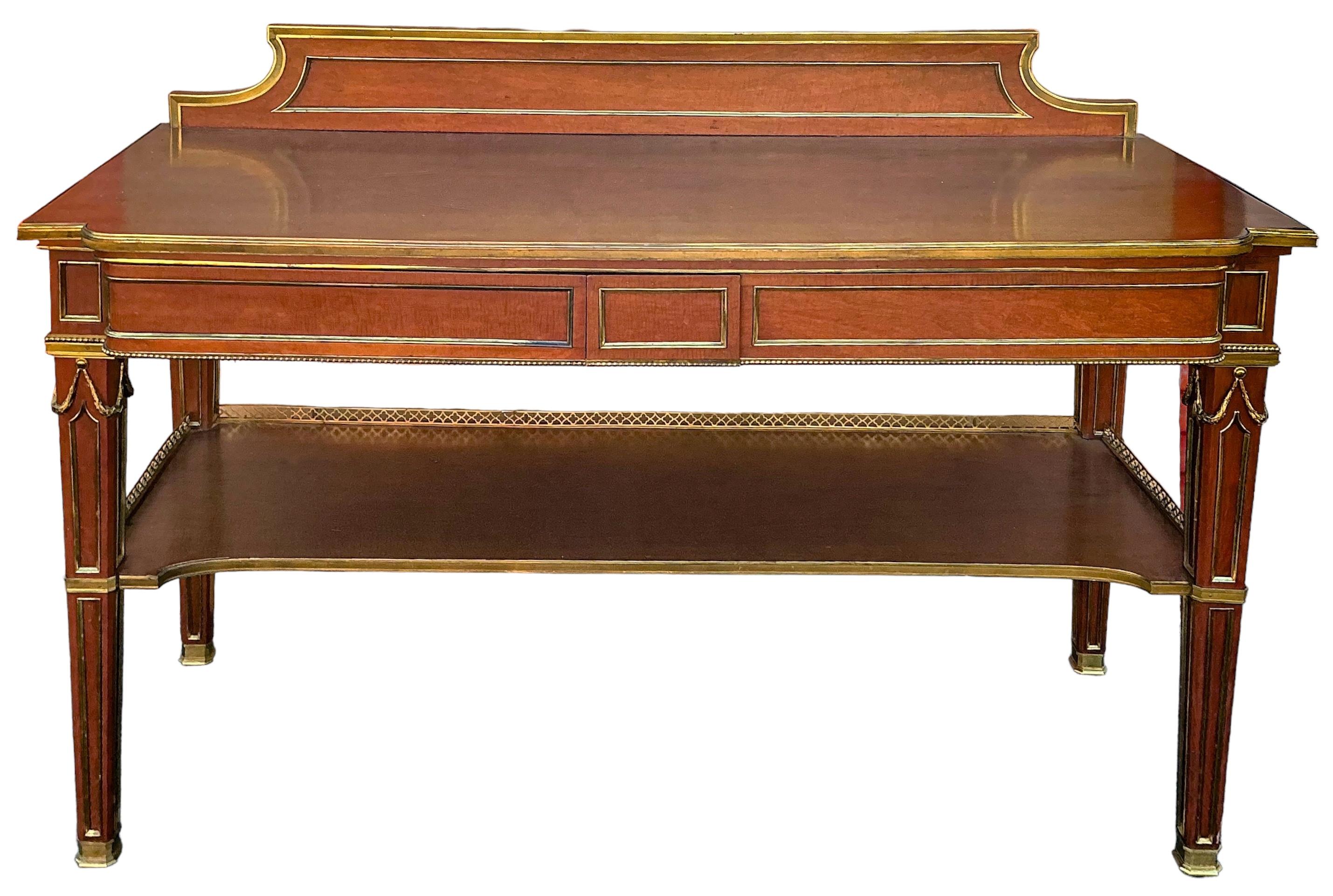 19th-C. French Louis XVI Style Walnut And Gilt Bronze Dining Server Table For Sale 2