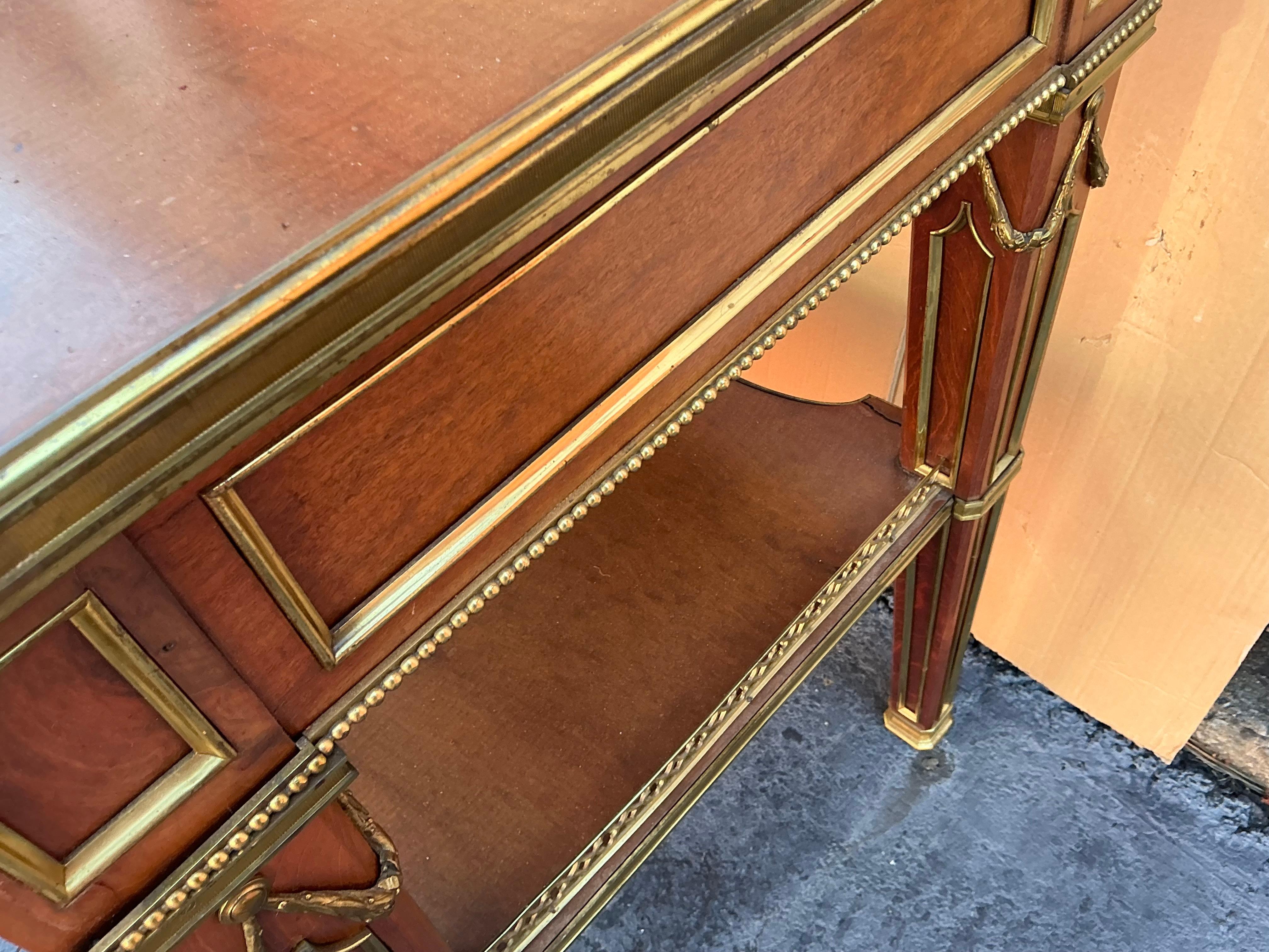 19th-C. French Louis XVI Style Walnut And Gilt Bronze Dining Server Table For Sale 3