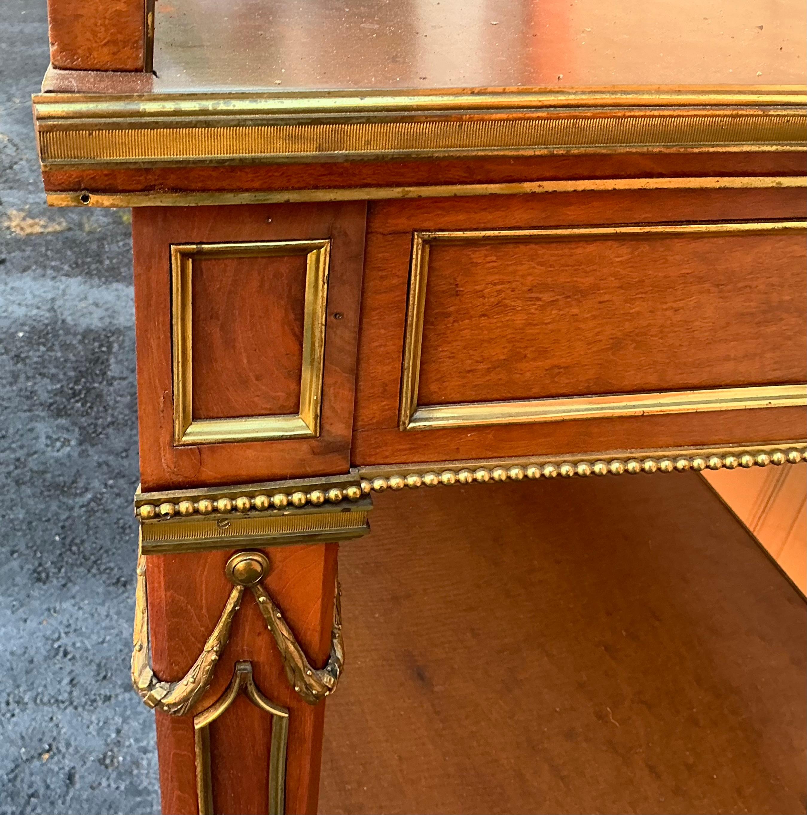 19th-C. French Louis XVI Style Walnut And Gilt Bronze Dining Server Table For Sale 4
