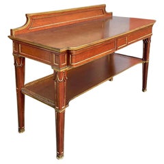 Antique 19th-C. French Louis XVI Style Walnut And Gilt Bronze Dining Server Table 