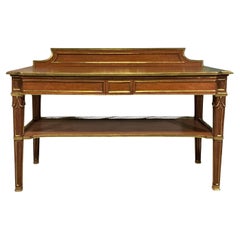 Antique 19th-C. French Louis XVI Style Walnut And Gilt Bronze Dining Server Table