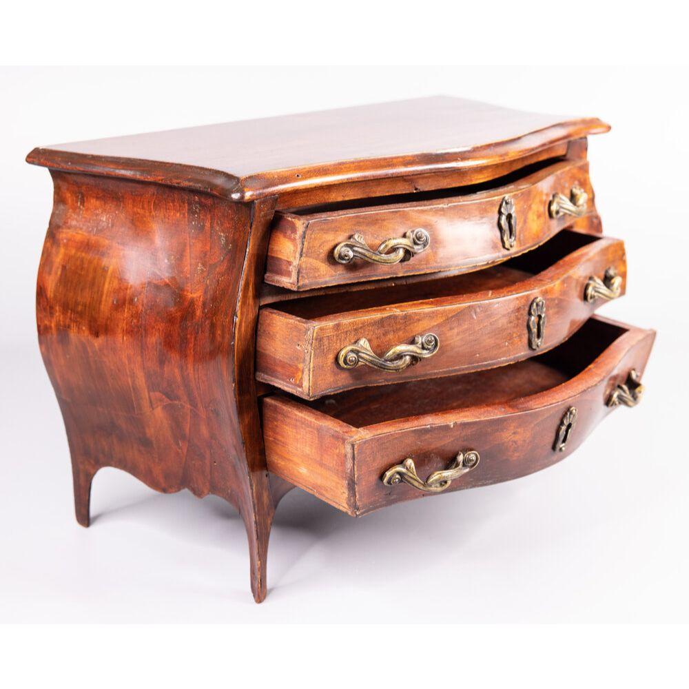 French Provincial 19th C. French Mahogany Salesman Sample Miniature Serpentine Chest of Drawers For Sale