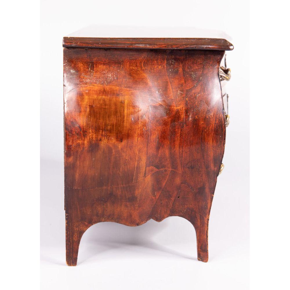19th Century 19th C. French Mahogany Salesman Sample Miniature Serpentine Chest of Drawers For Sale