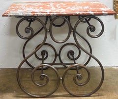 19th-C. French Marble Top and Steel Pastry / Console / Center Table, Rare
