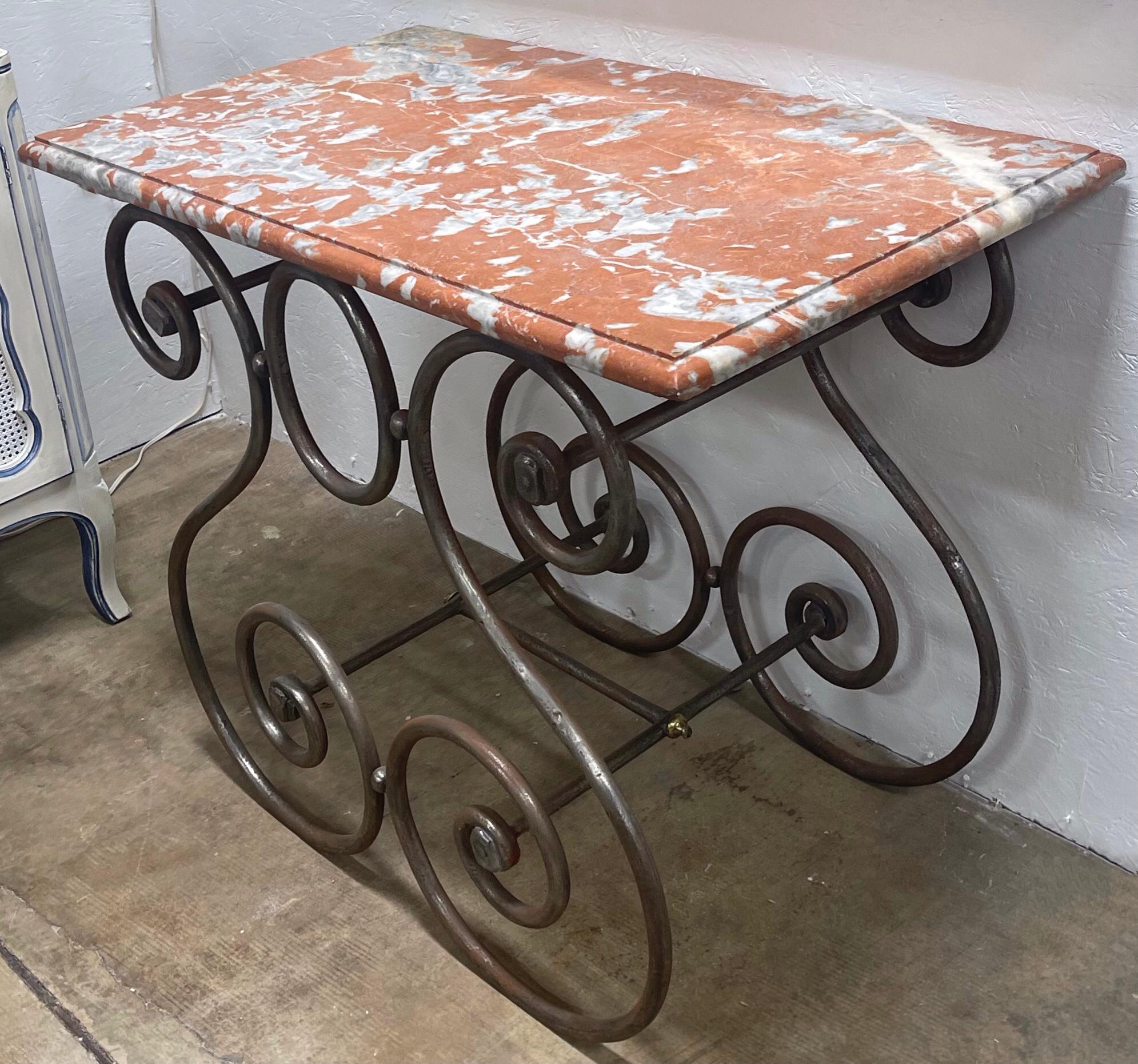 19th Century 19th-C. French Marble Top and Steel Pastry / Console / Center Table, Rare