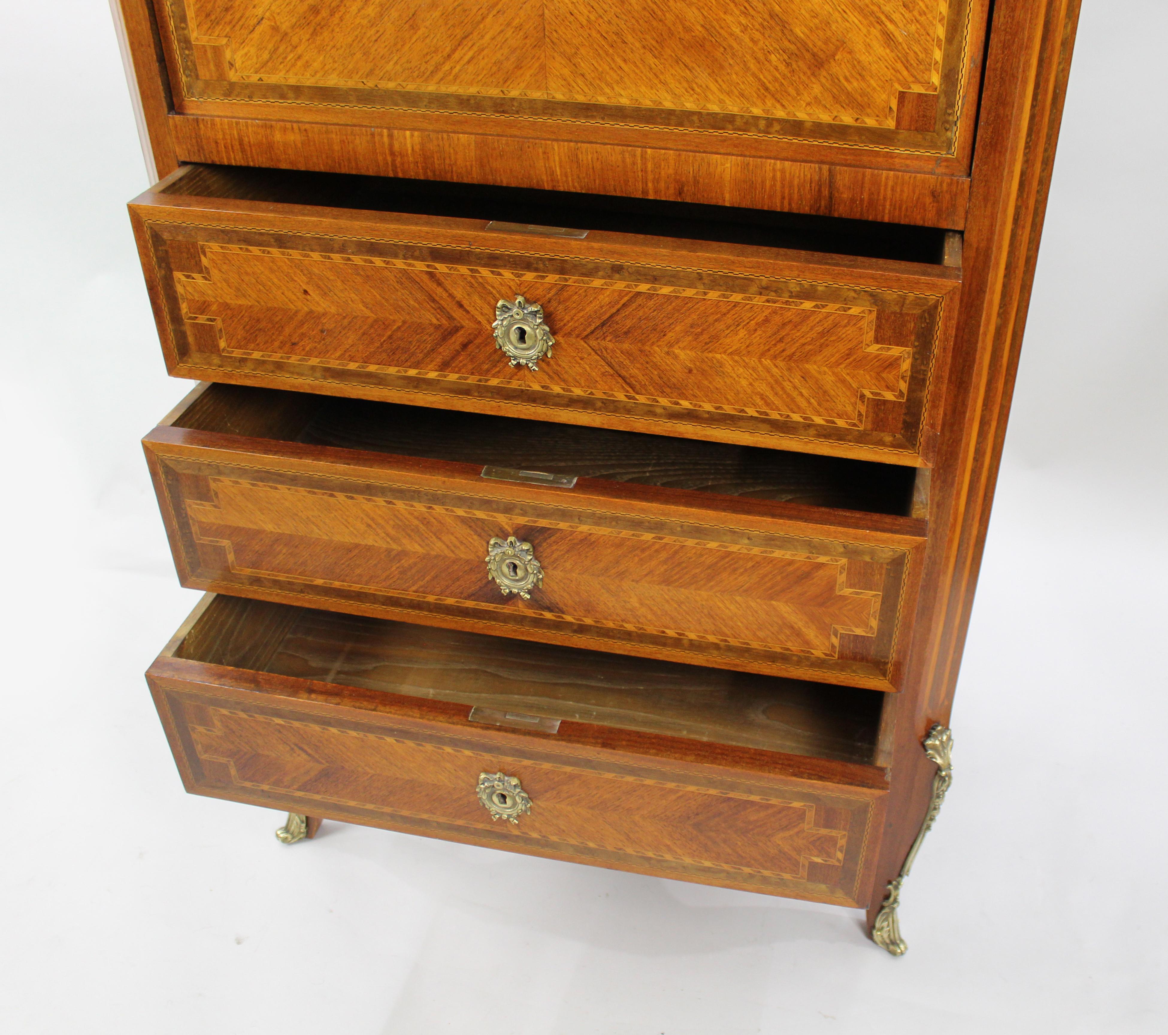 19th c. French Marble Topped Inlaid Escritoire For Sale 5