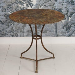 19th c. French Metal Guéridon Round Side Table in Original Patina