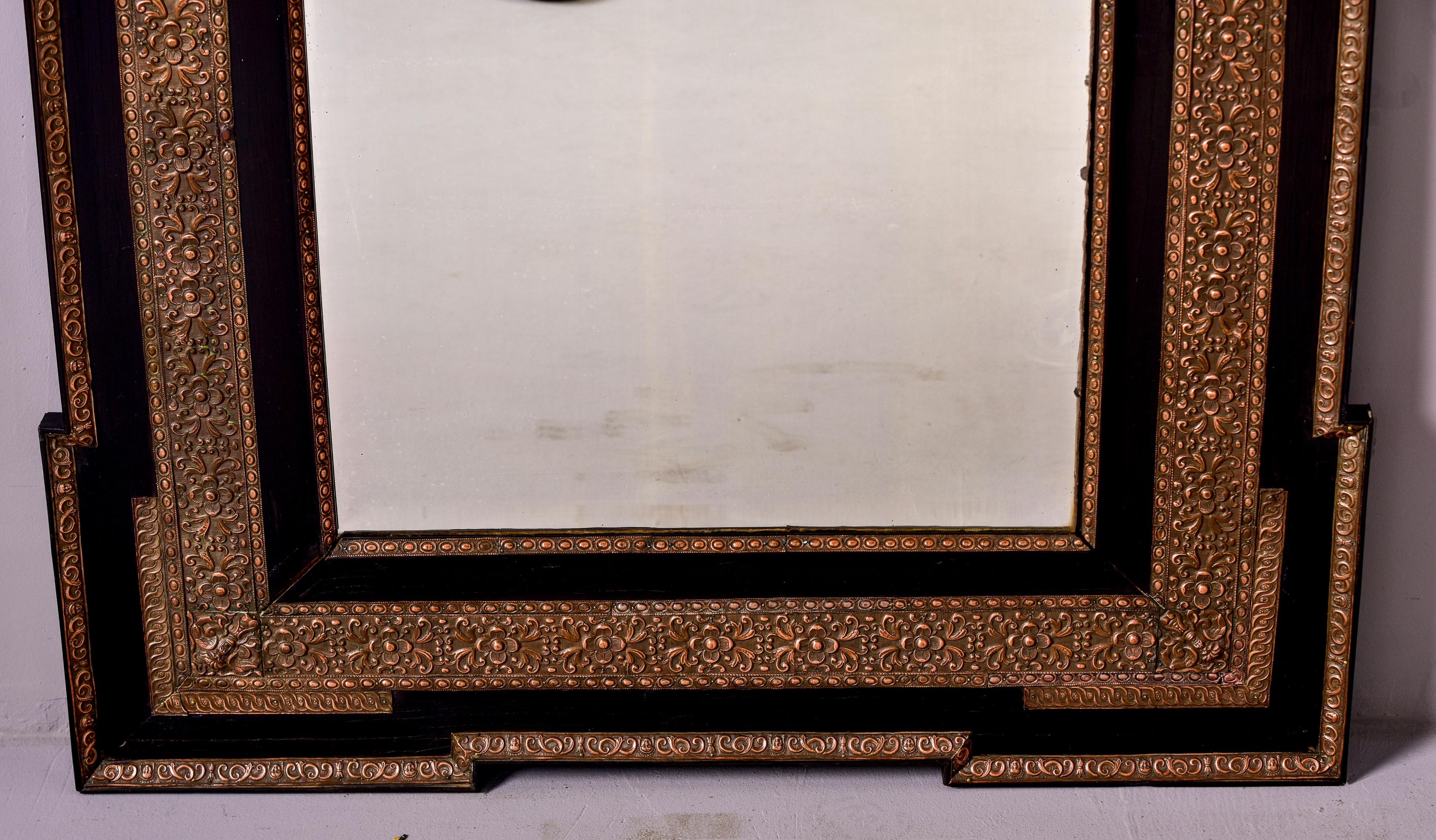 19th C French Mirror with Black and Pressed Metal Frame For Sale 2
