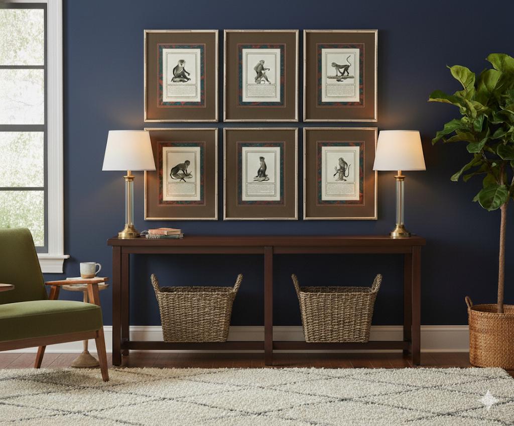 Il s'agit d'un ensemble de gravures de singes du XIXe siècle, joliment encadrées et assorties d'un passe-partout, réalisées par l'artiste et naturaliste Nicolas Henri Jacob, dont la réputation n'est plus à faire. L'étude comporte treize volets au