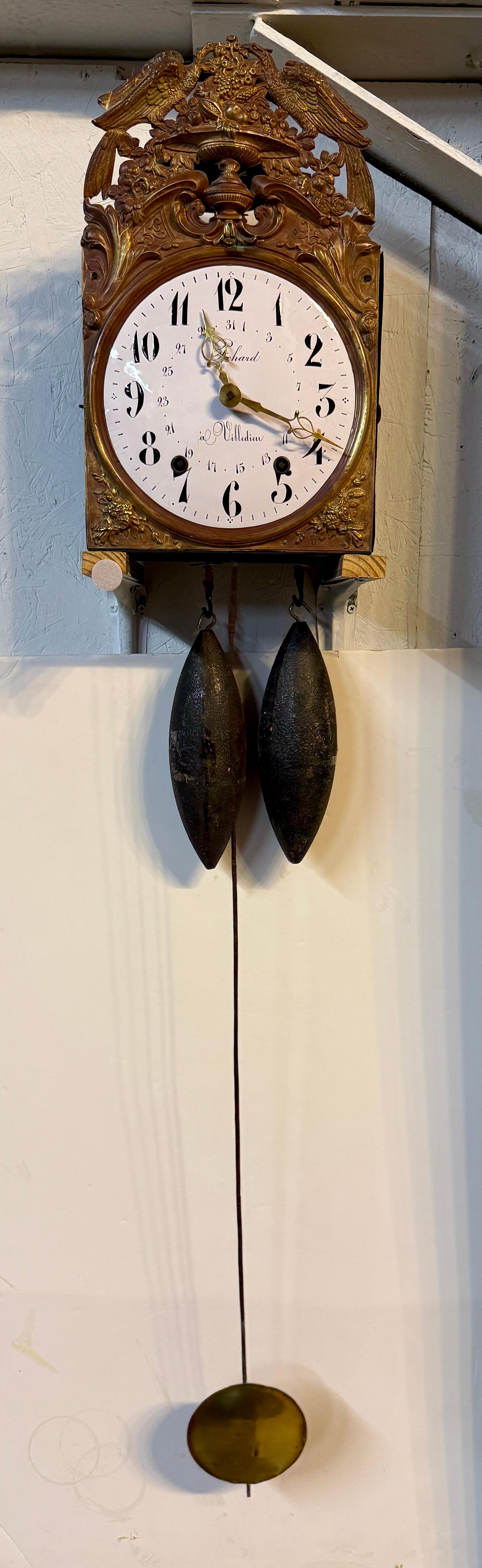 XIX sec. Orologio Morbier francese o Comtoise Mouvement In condizioni buone in vendita a Winter Park, FL