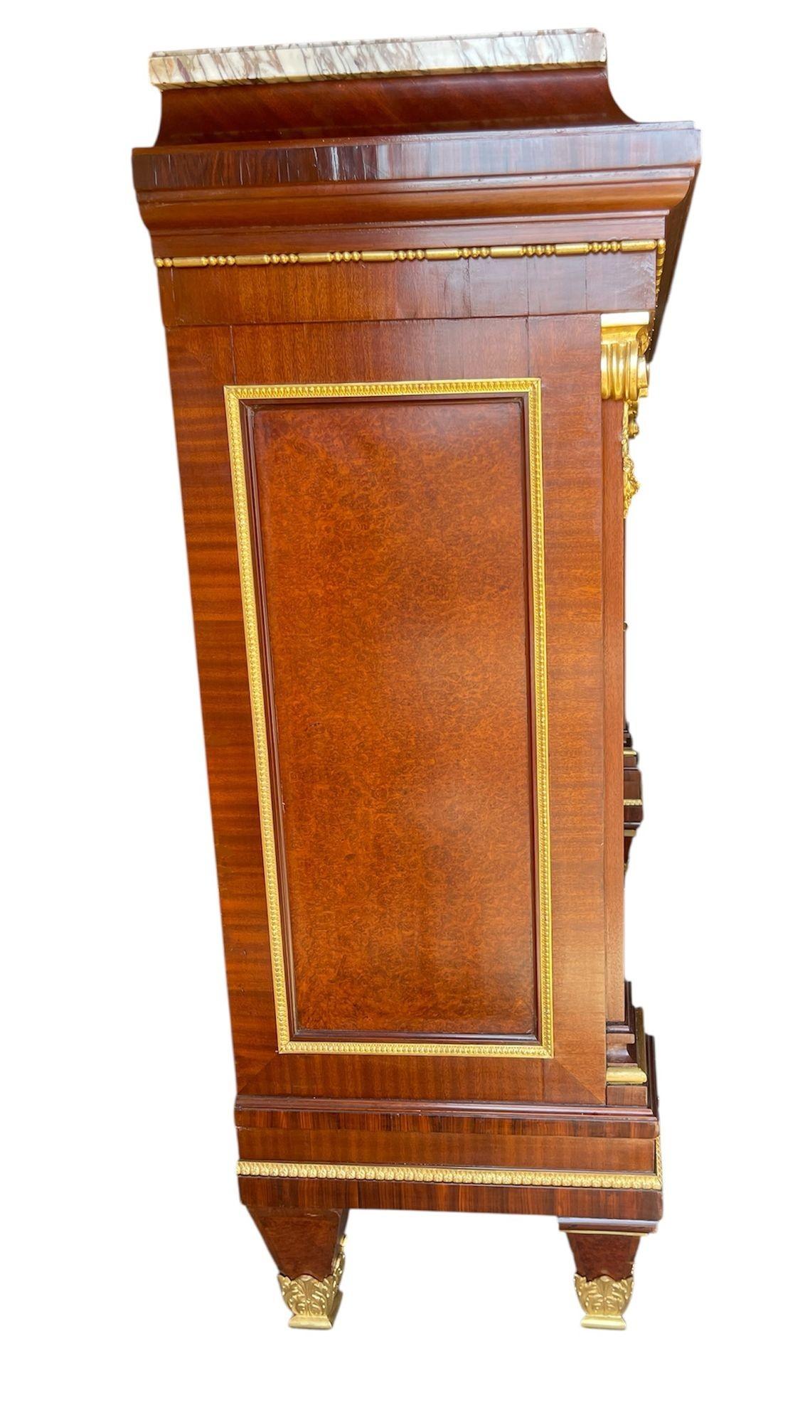 Französischer Bronze-Mahagoni-Schrank Napoleon III, 19. Jh., mit Marmorplatte von Grohé Frères im Angebot 4