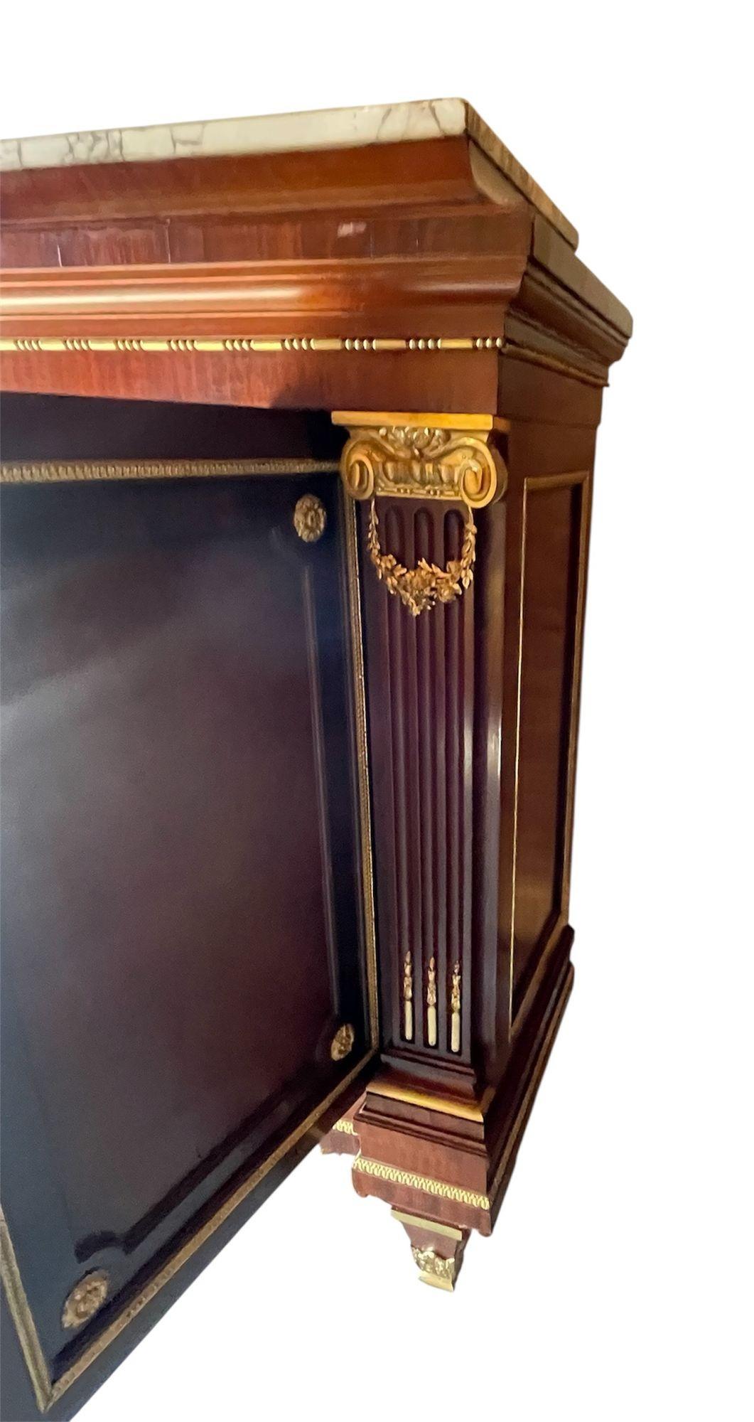Französischer Bronze-Mahagoni-Schrank Napoleon III, 19. Jh., mit Marmorplatte von Grohé Frères im Angebot 5
