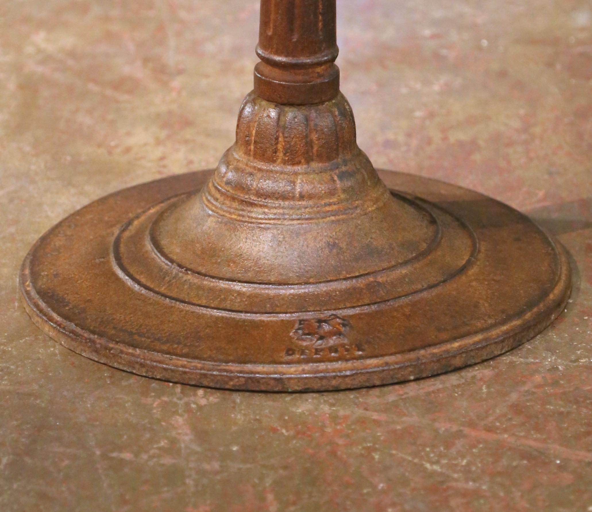 19th C. French Napoleon III Cast Iron Bistro Table with Terrazzo Top and Brass In Good Condition For Sale In Dallas, TX