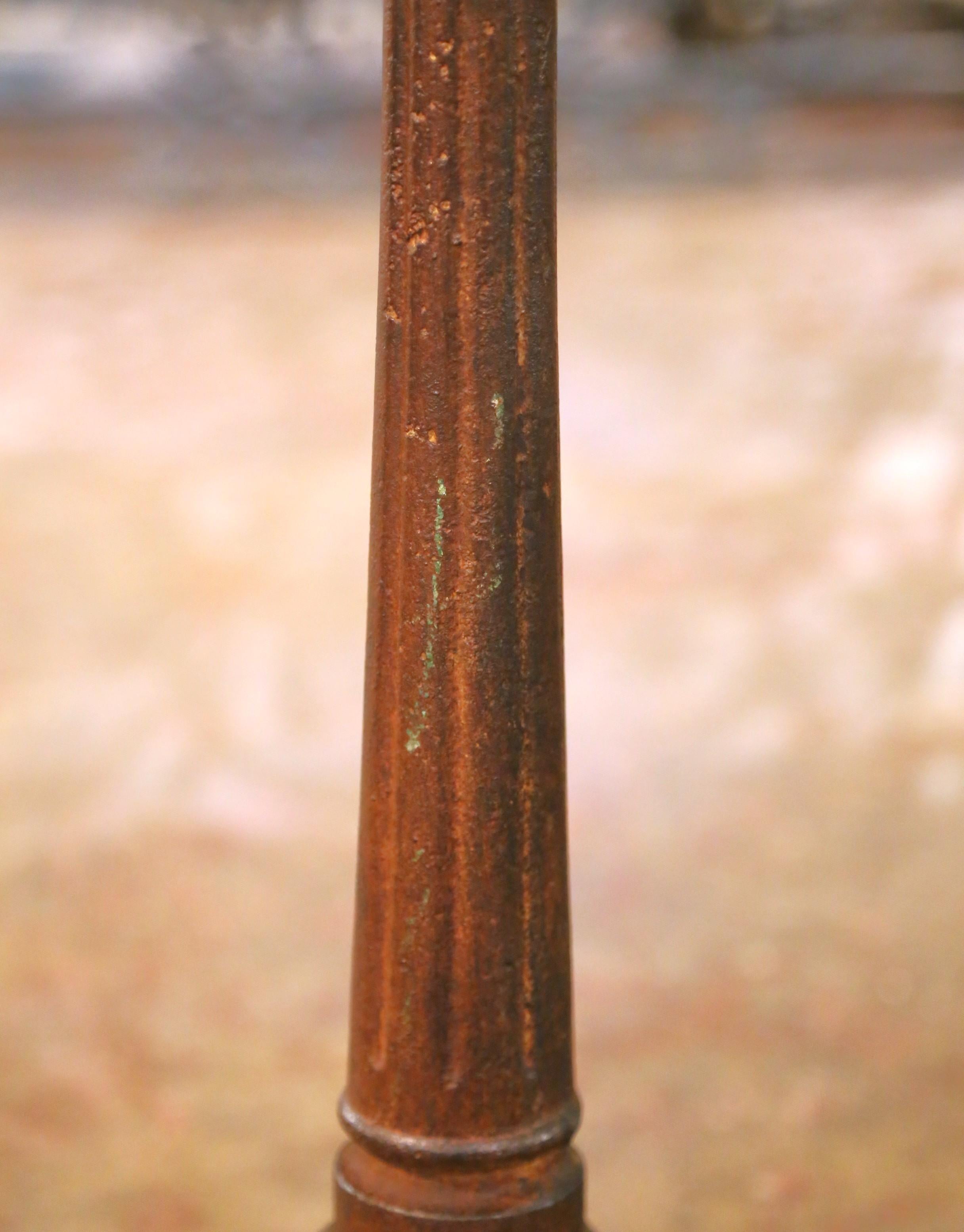19th C. French Napoleon III Cast Iron Bistro Table with Terrazzo Top and Brass For Sale 2