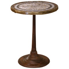 19th C. French Napoleon III Cast Iron Bistro Table with Terrazzo Top and Brass