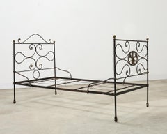 19th C. French Napoleon III Empire Wrought Iron Bronze Daybed