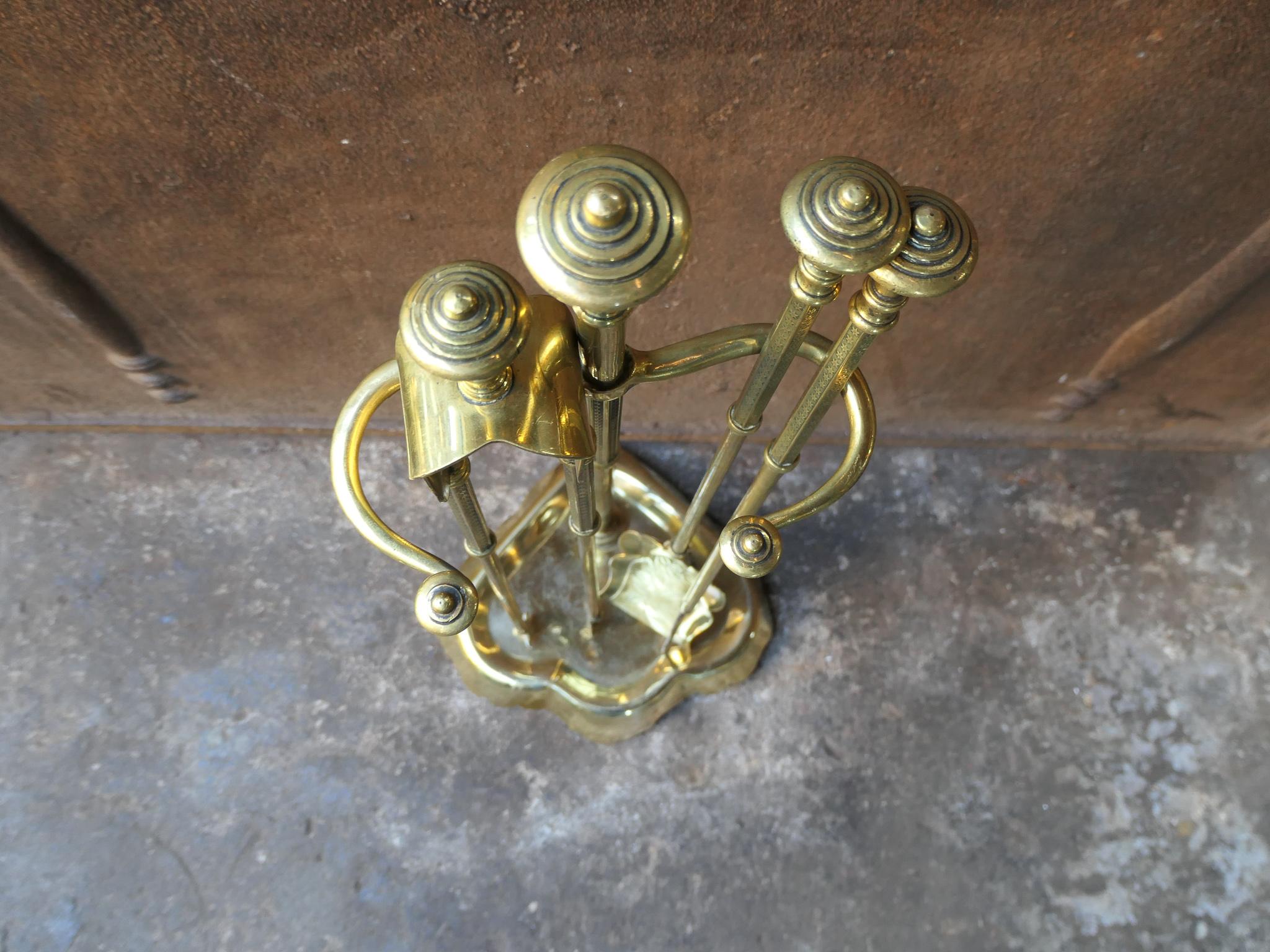 Brass 19th C. French Napoleon III Fire Companion Set For Sale