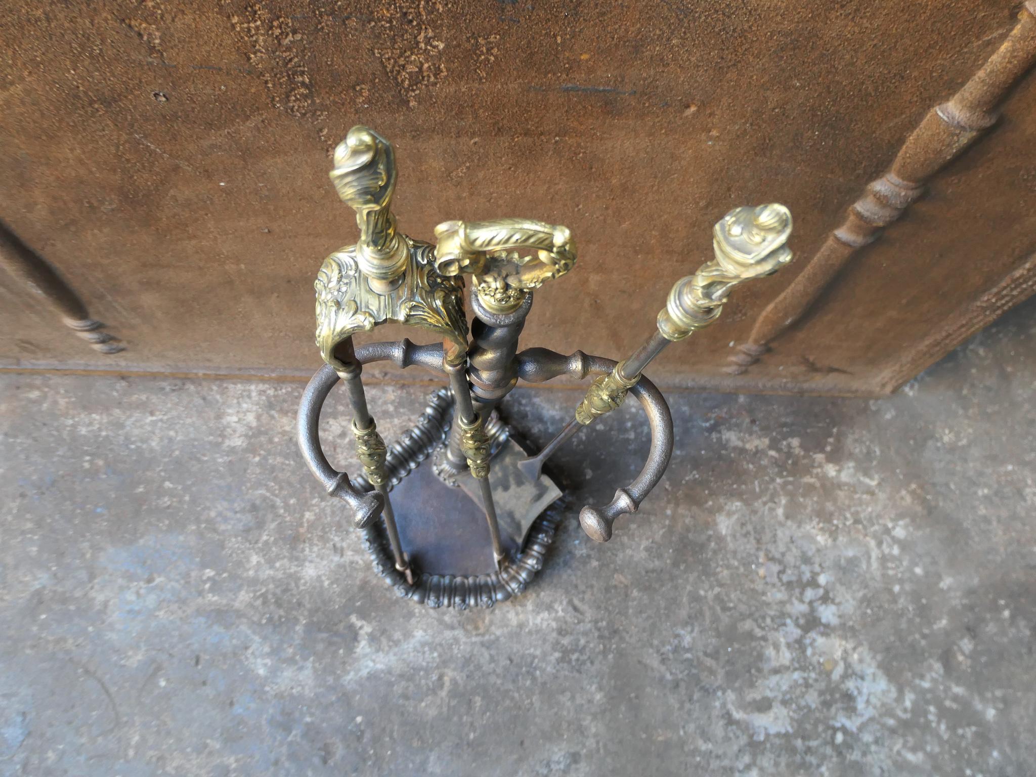 19th C. French Napoleon III Fireplace Tool Set For Sale 2
