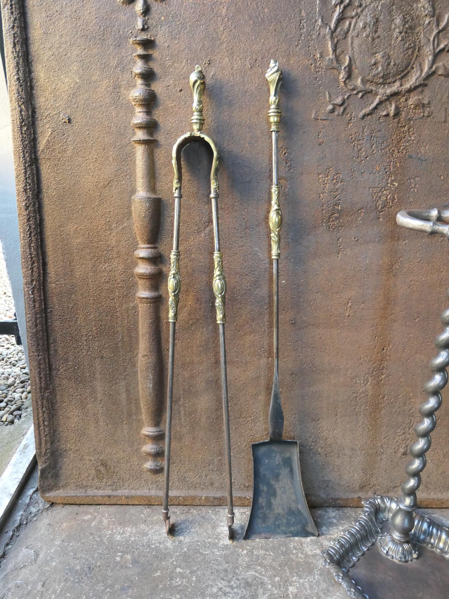 19th C. French Napoleon III Fireplace Tool Set For Sale 3