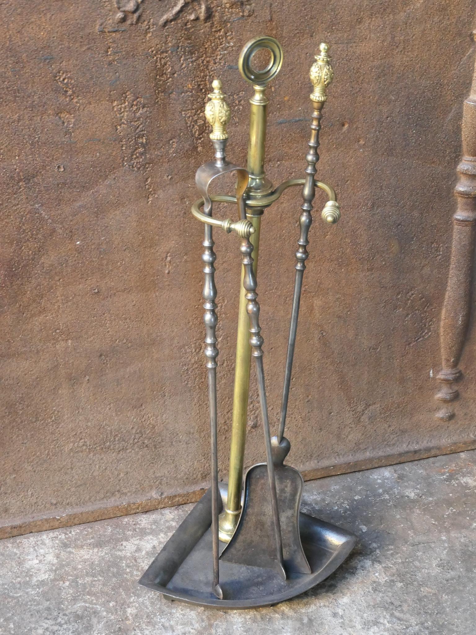 Forged 19th C. French Napoleon III Fireplace Tools For Sale