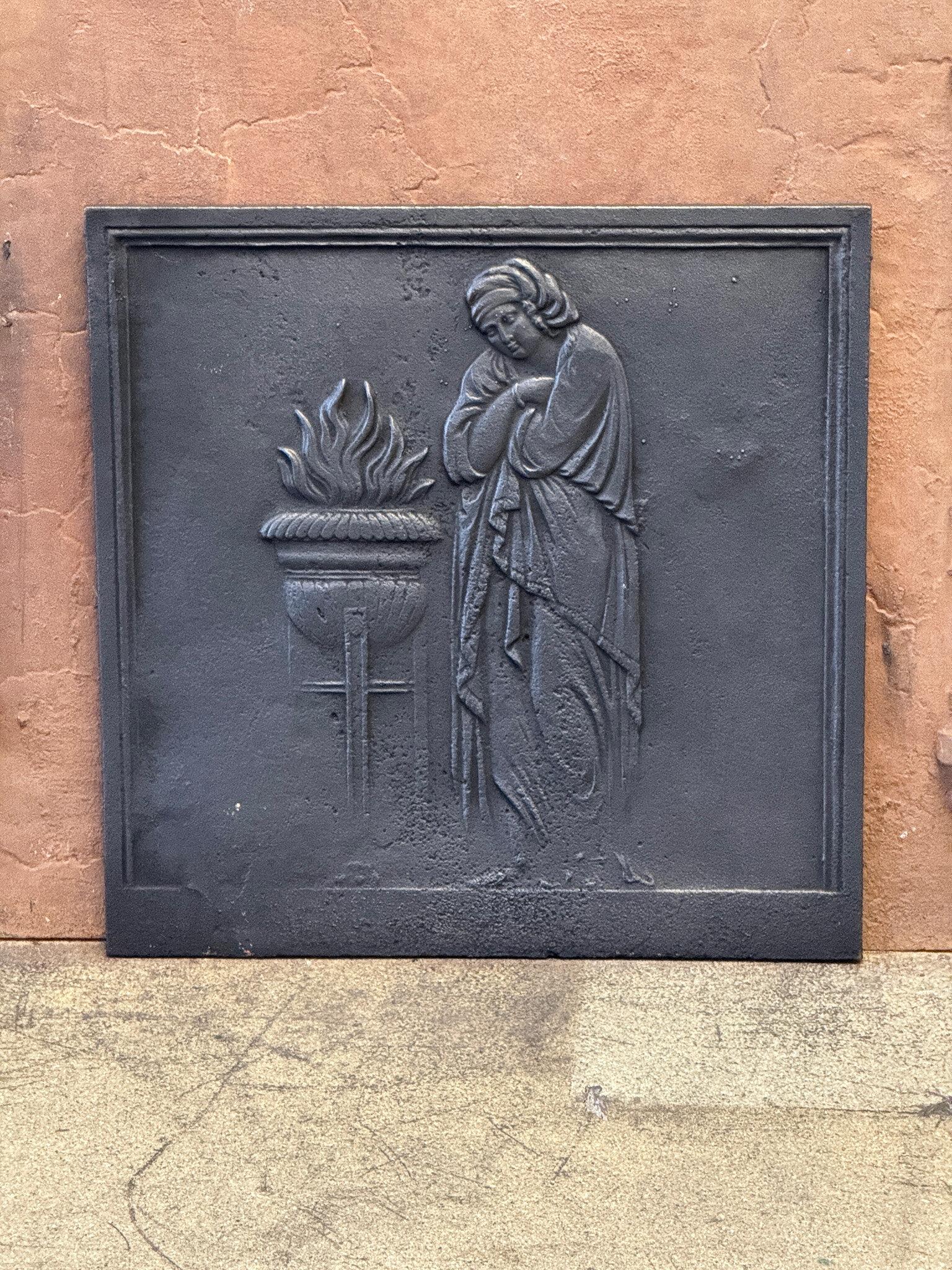 19th C. French Napoleon III Period 'Vestal Virgin' Fireback / Backsplash In Good Condition For Sale In Amerongen, Amerongen