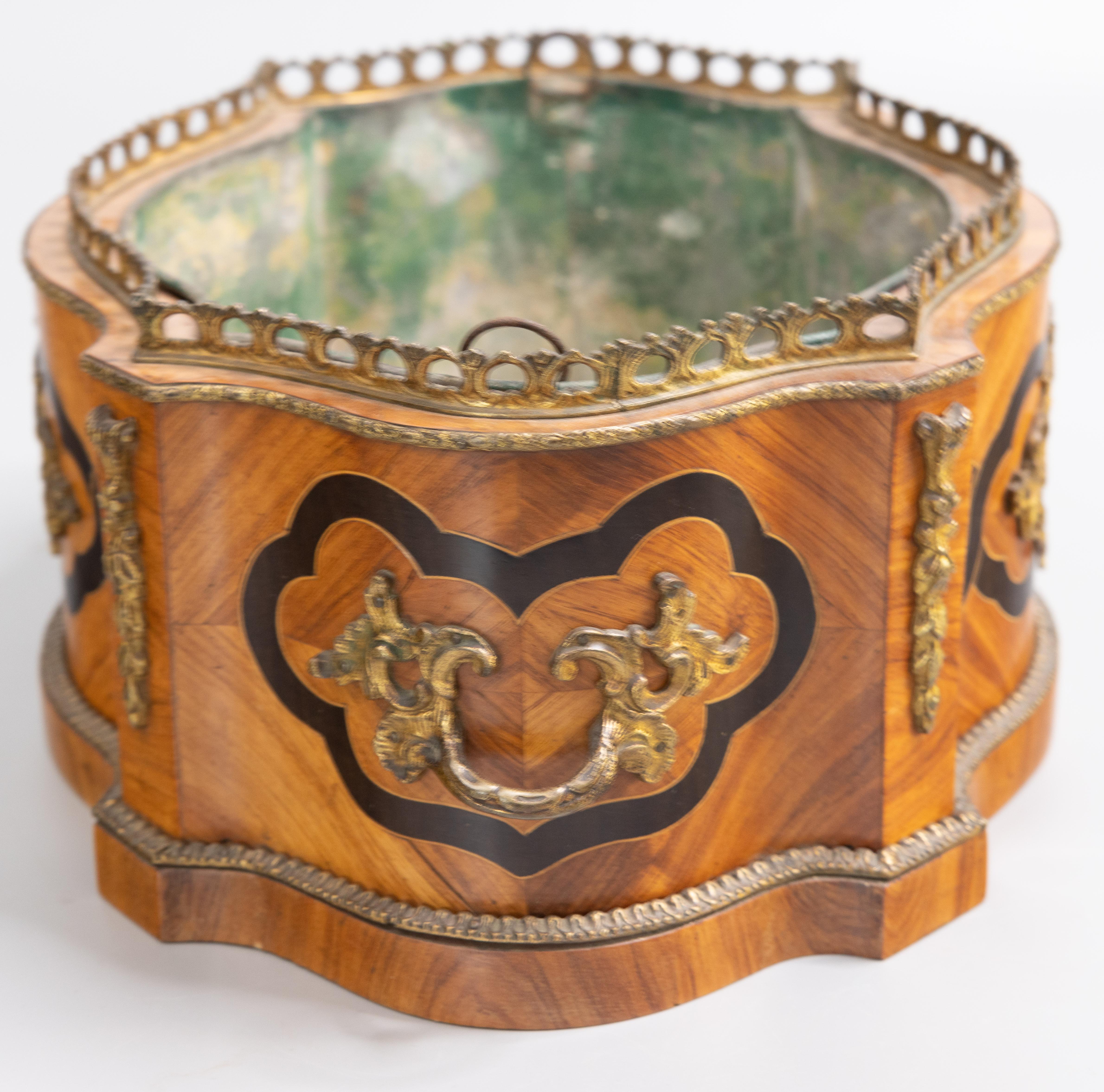 Bronze 19th C. French Napoleon III Sevres Porcelain Walnut Ormolu Jardiniere Bloom Box For Sale