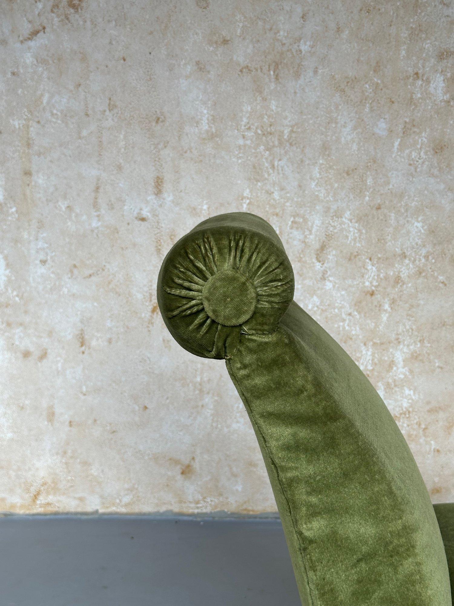 19th C. French Napoleon III Slipper Chair in Green Velvet 6