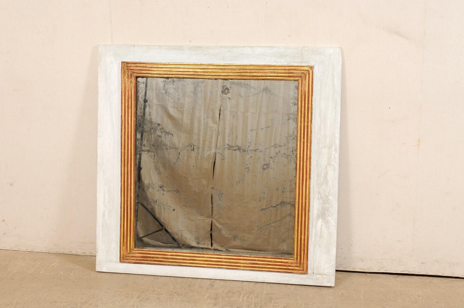 Wood 19th C. French Nearly-Square Mirror, 3.5Ft For Sale