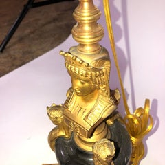 19th Century French Neoclassic Marble Bronze Doré Lamps