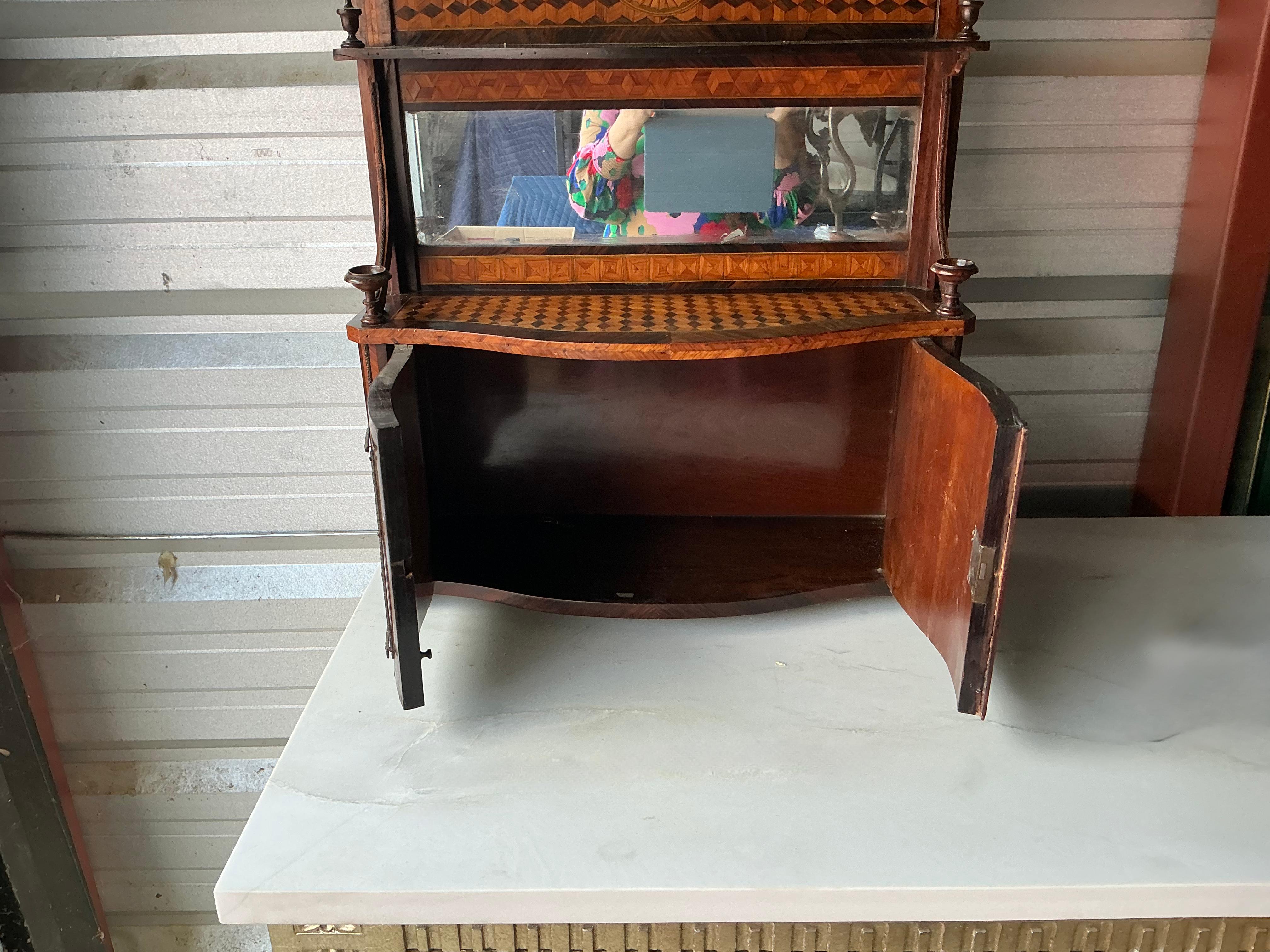 Mirror 19th-C. French Neo-Classical Style Display Cabinet W/ Marquetry For Sale