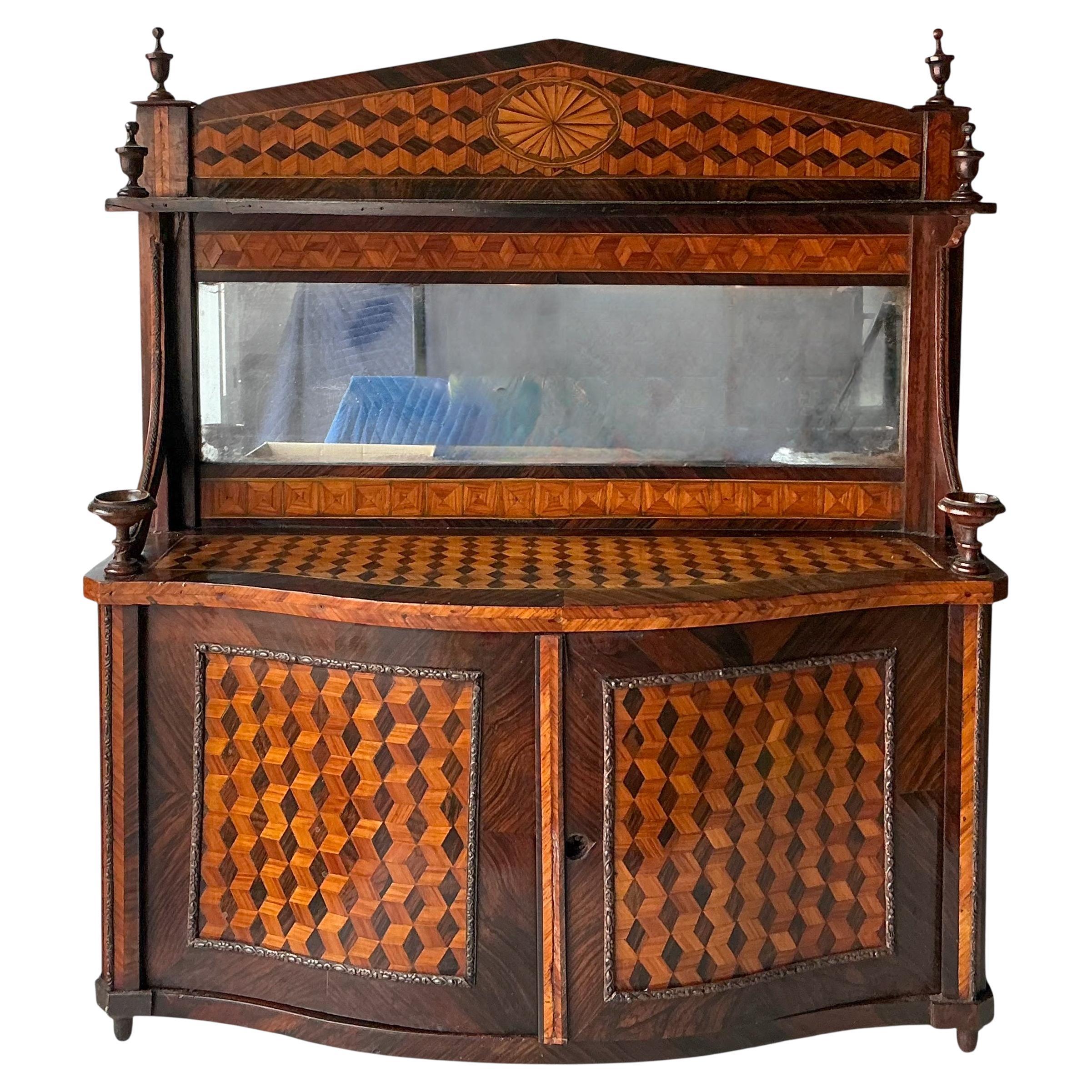 19th-C. French Neo-Classical Style Display Cabinet W/ Marquetry For Sale