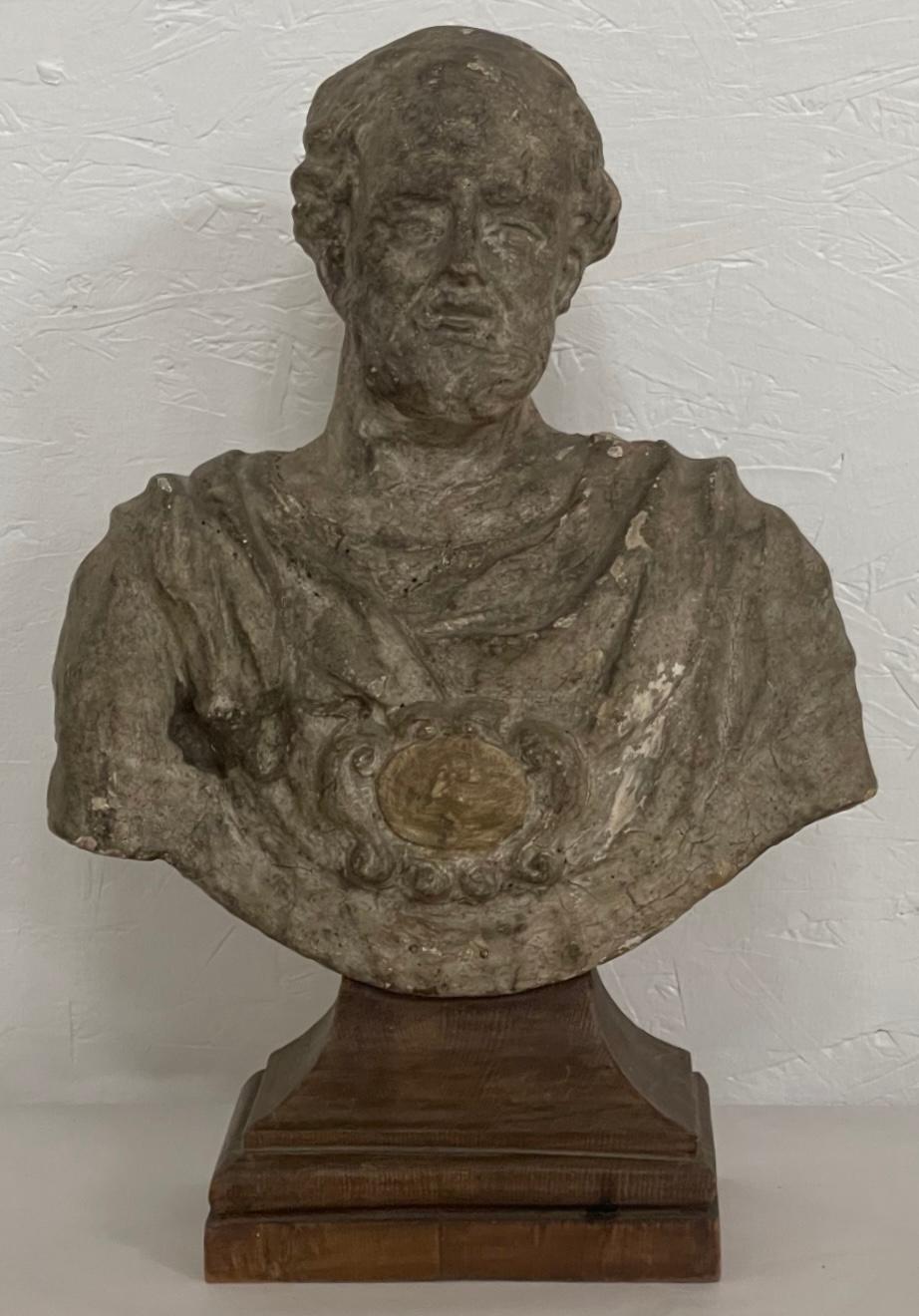 19th-C. French Neo-Classical Style Papier-mâché Bust 1