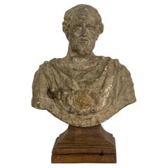 19th-C. French Neo-Classical Style Papier-mâché Bust