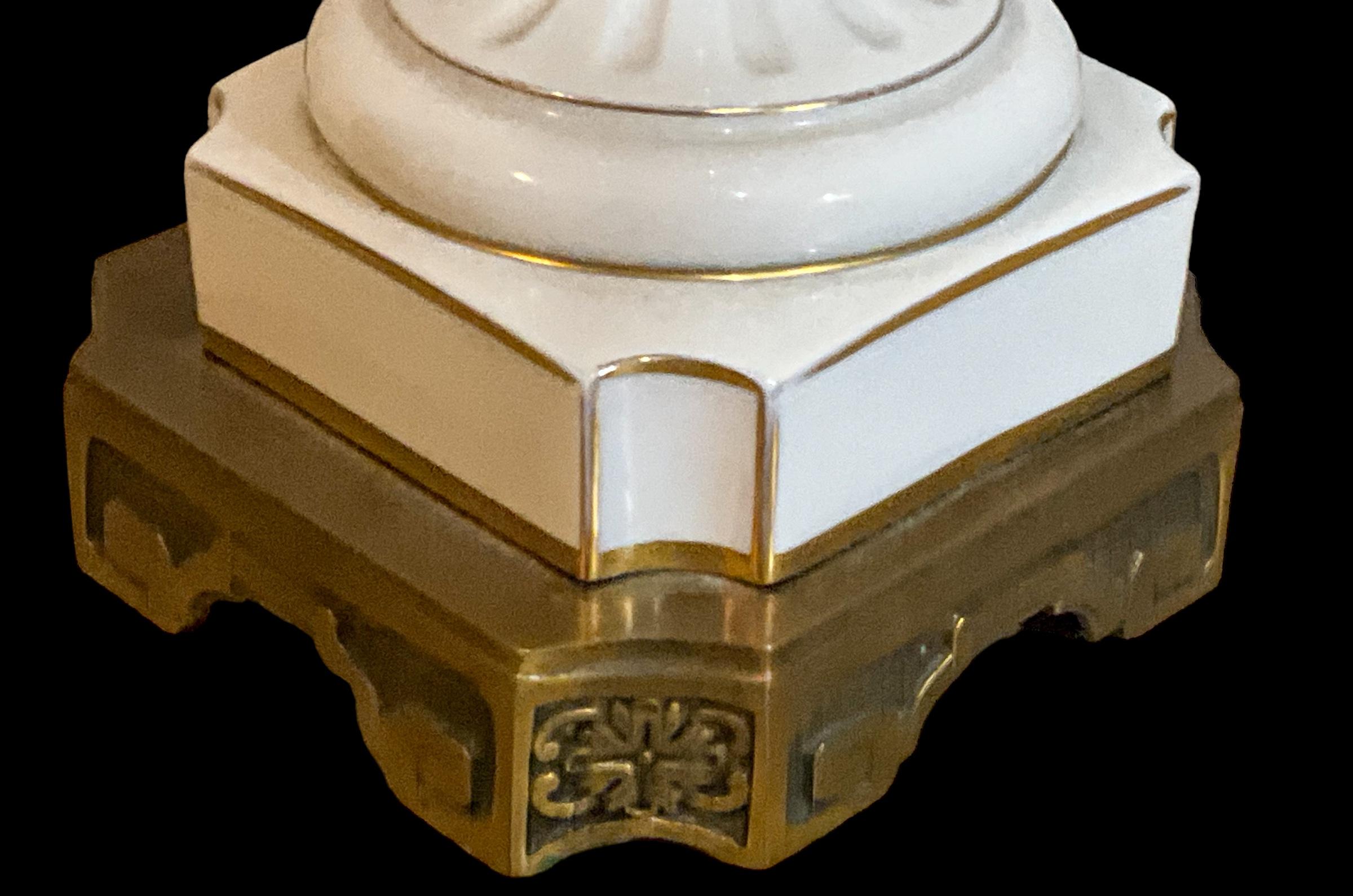 19. Jahrhundert. Französisch Neo-Klassischen Stil Porzellan & vergoldete Bronze Tischlampen - Paar im Angebot 1