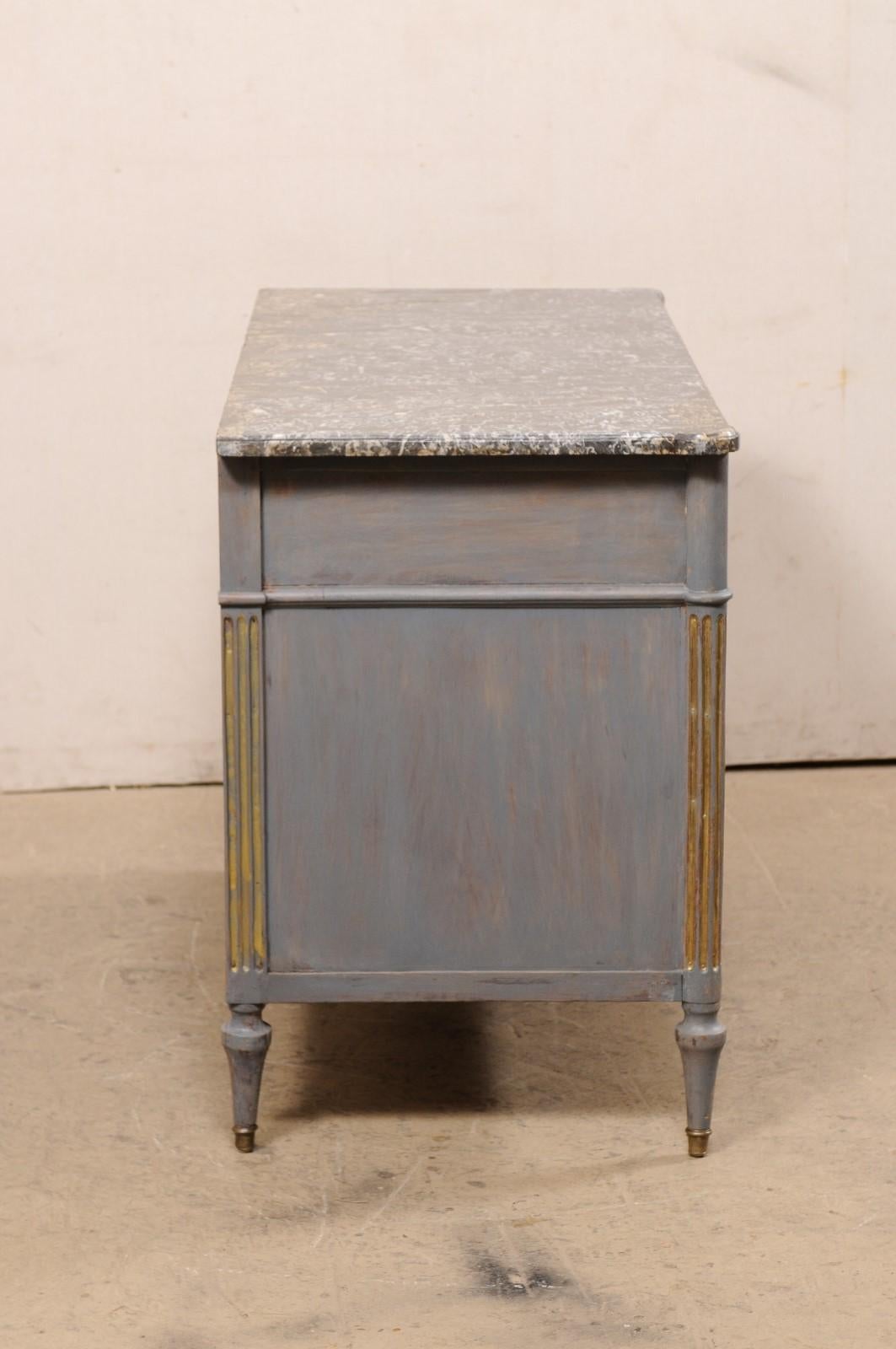 19th C. French Neoclassic Commode w/Original Marble Top & Brass Trim/Hardware For Sale 2