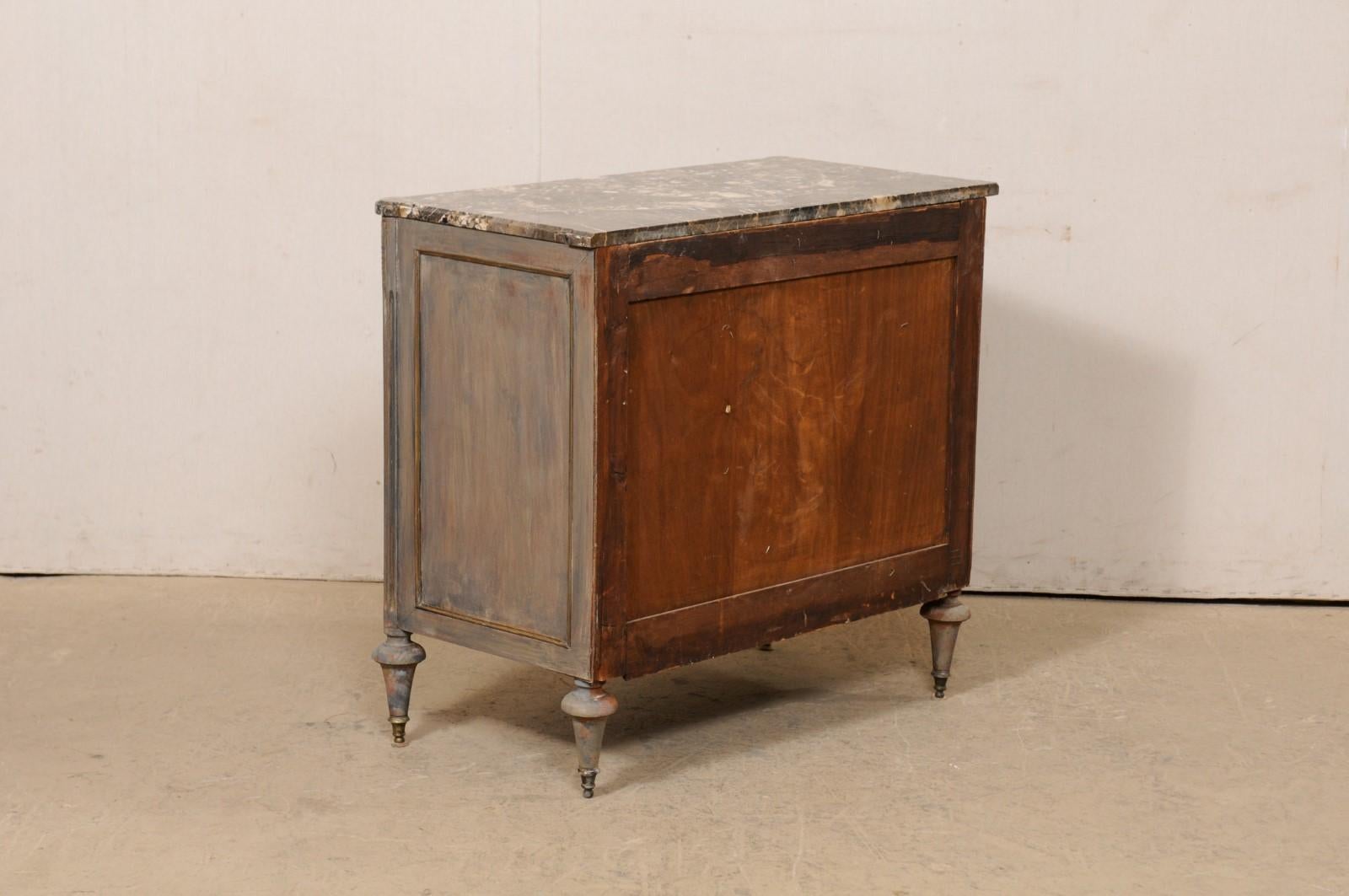 19th C. French Neoclassical Commode w/Marble Top and Brass Trimmings For Sale 6