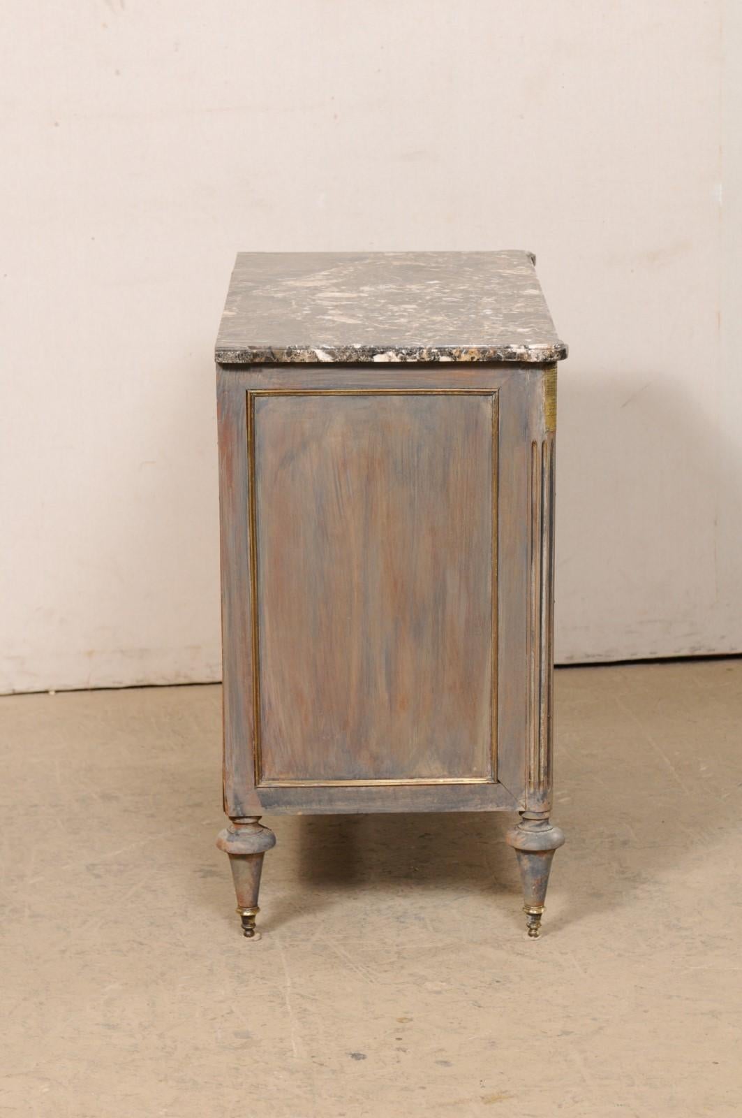 19th C. French Neoclassical Commode w/Marble Top and Brass Trimmings For Sale 3