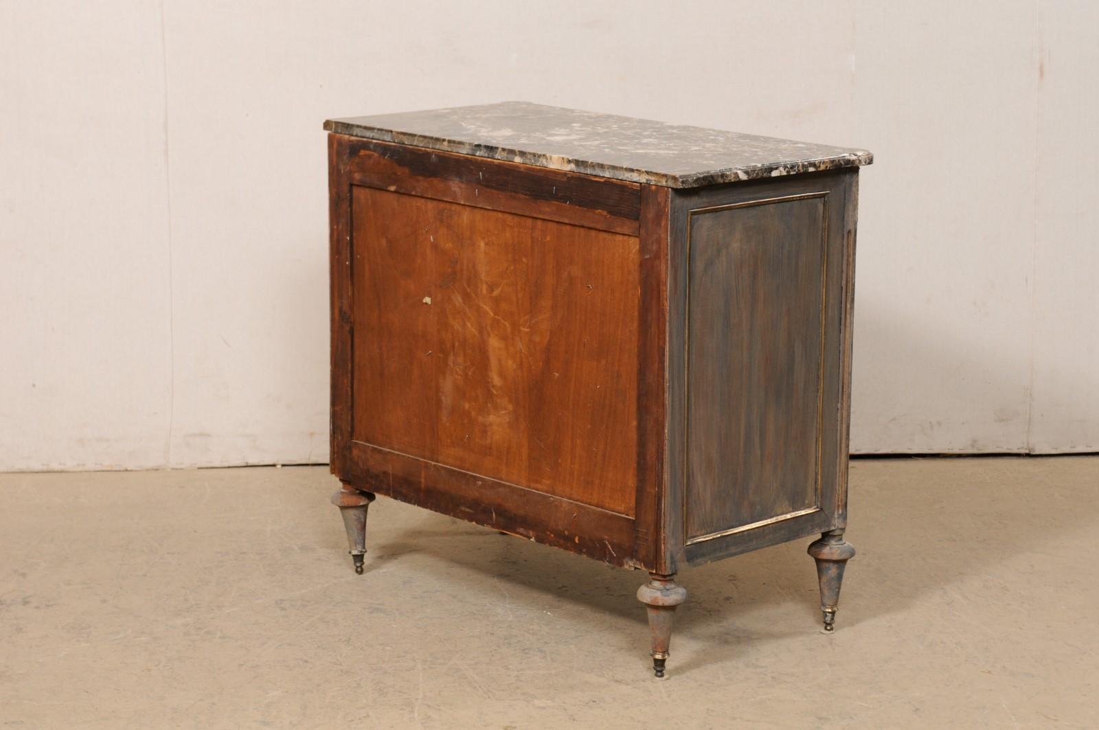 19th C. French Neoclassical Commode w/Marble Top and Brass Trimmings For Sale 4