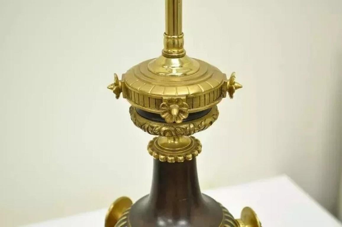 19th C. French Neoclassical Louis XVI Style Bronze Drape Urn Table Lamps - Pair For Sale 2